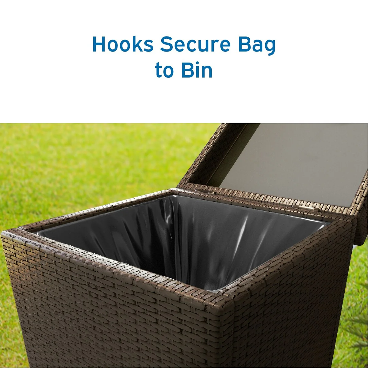 Nestl Outdoor Trash Can with Lid - 30 Gallon Durable Wicker Garbage Can for Patio