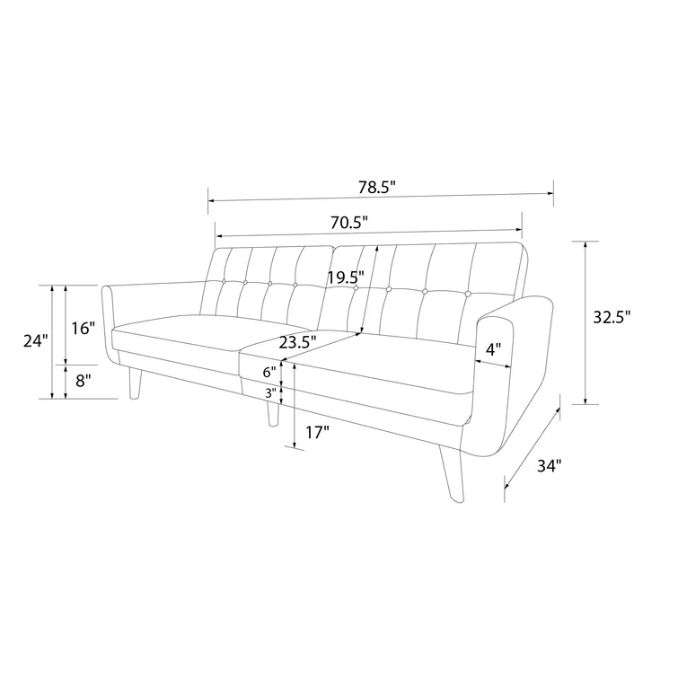 Gaige Twin 78.5'' Velvet Convertible Sofa