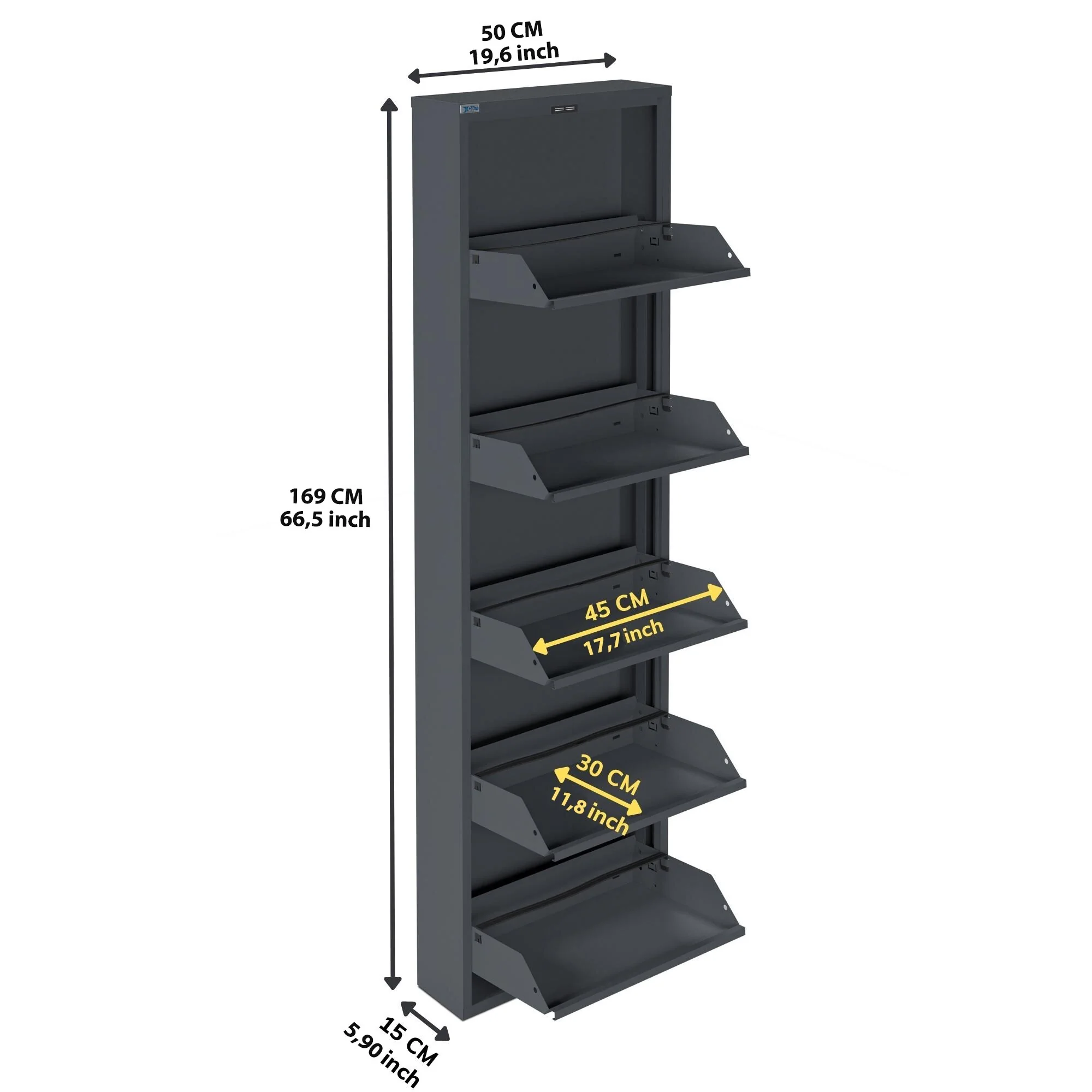 Antibacterial 5 Tier metal shoe cabinet without holes