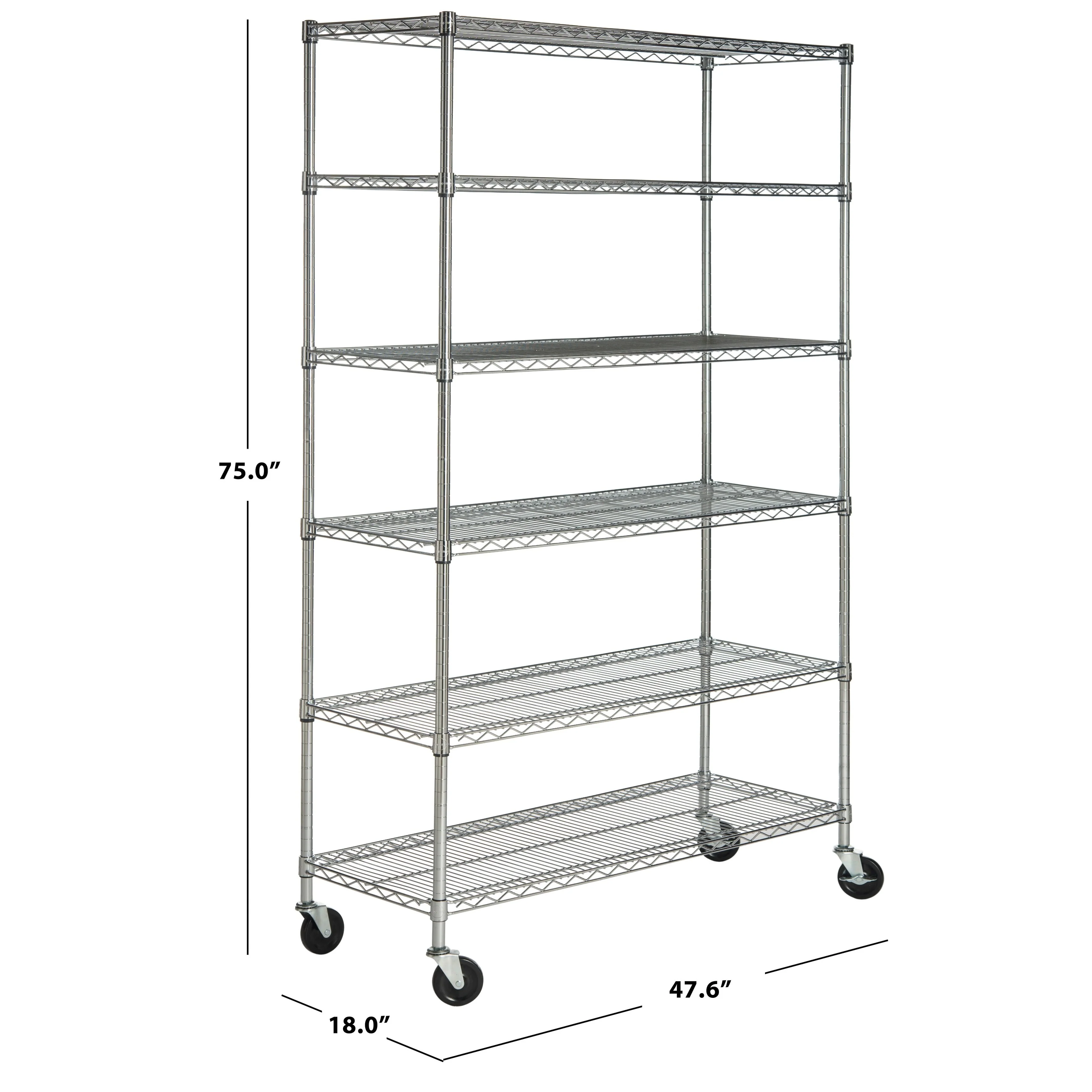 SAFAVIEH Storage Felecia 6 Tier Heavy Duty Commercial Chrome Wire Shelf - 47.6