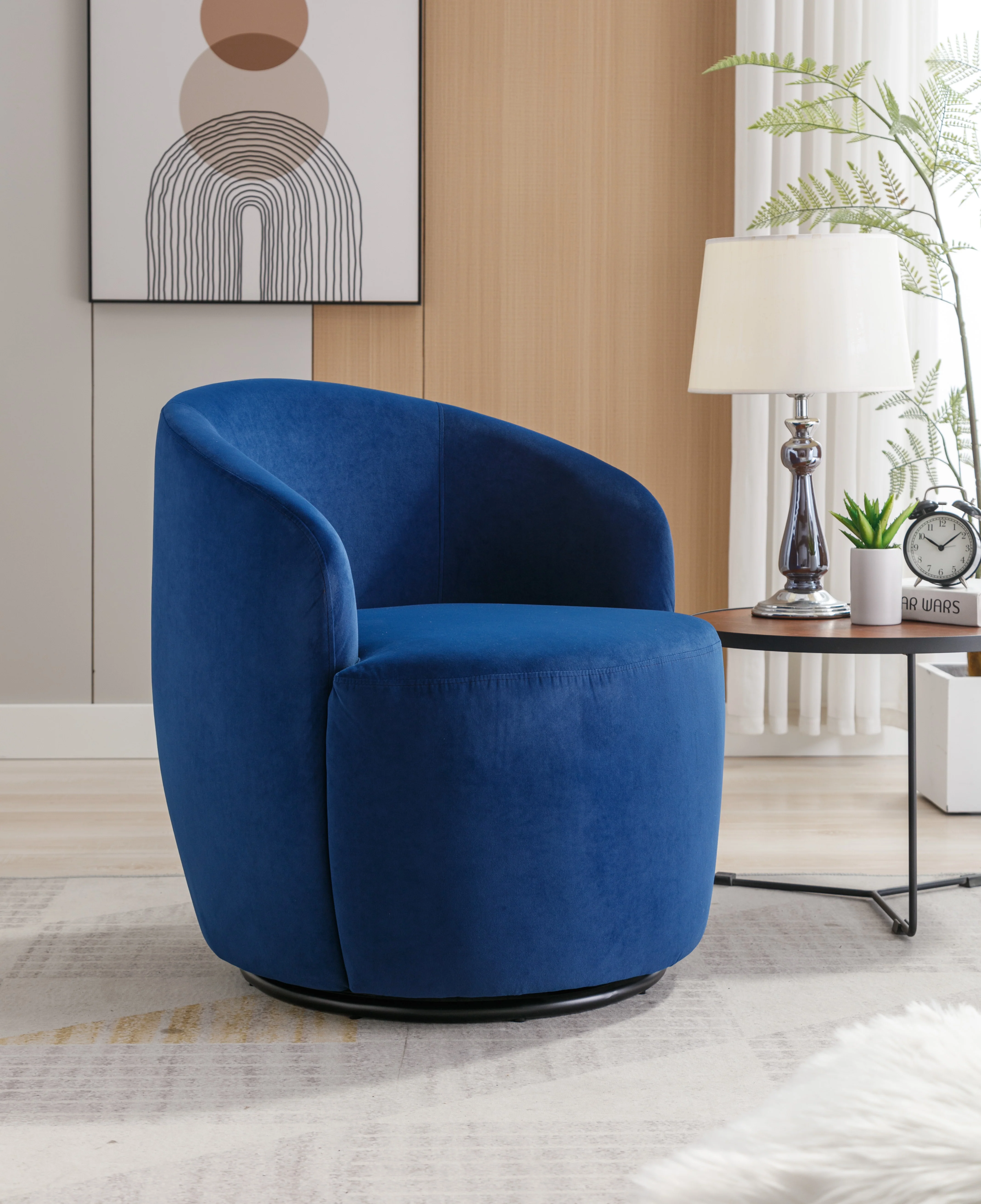 Assortment Upholstered Swivel Barrel Chair with Metal Base