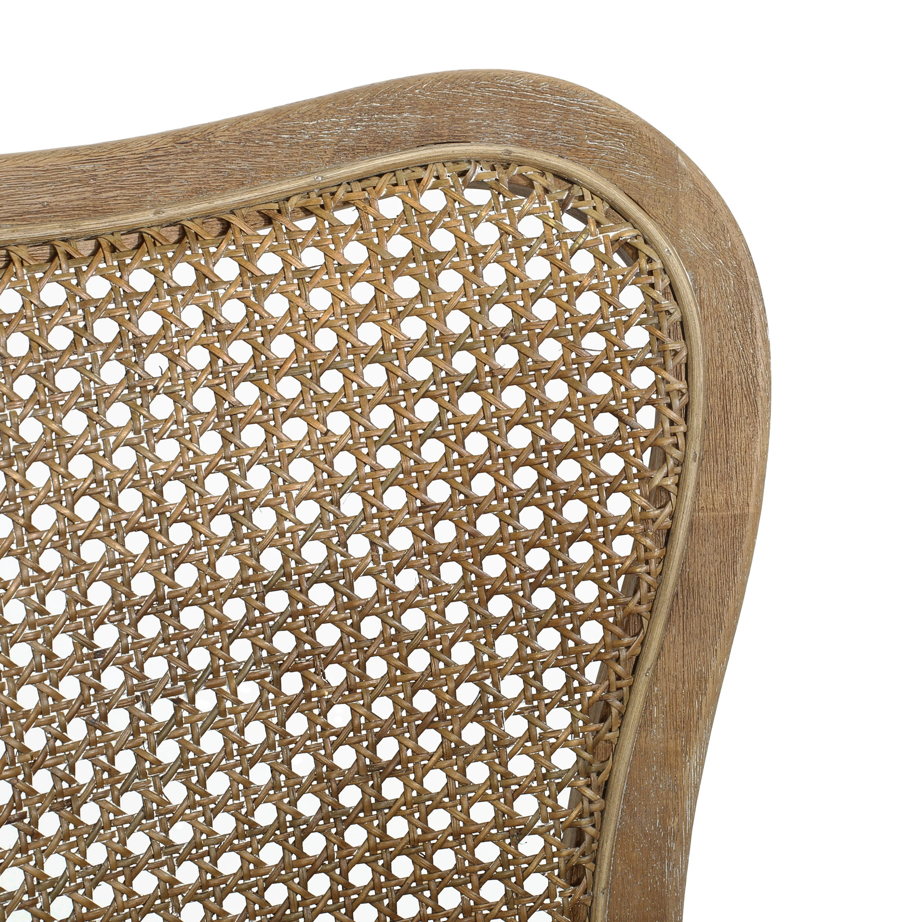 Cane-Back Upholstered Bar Stools, Set of 2