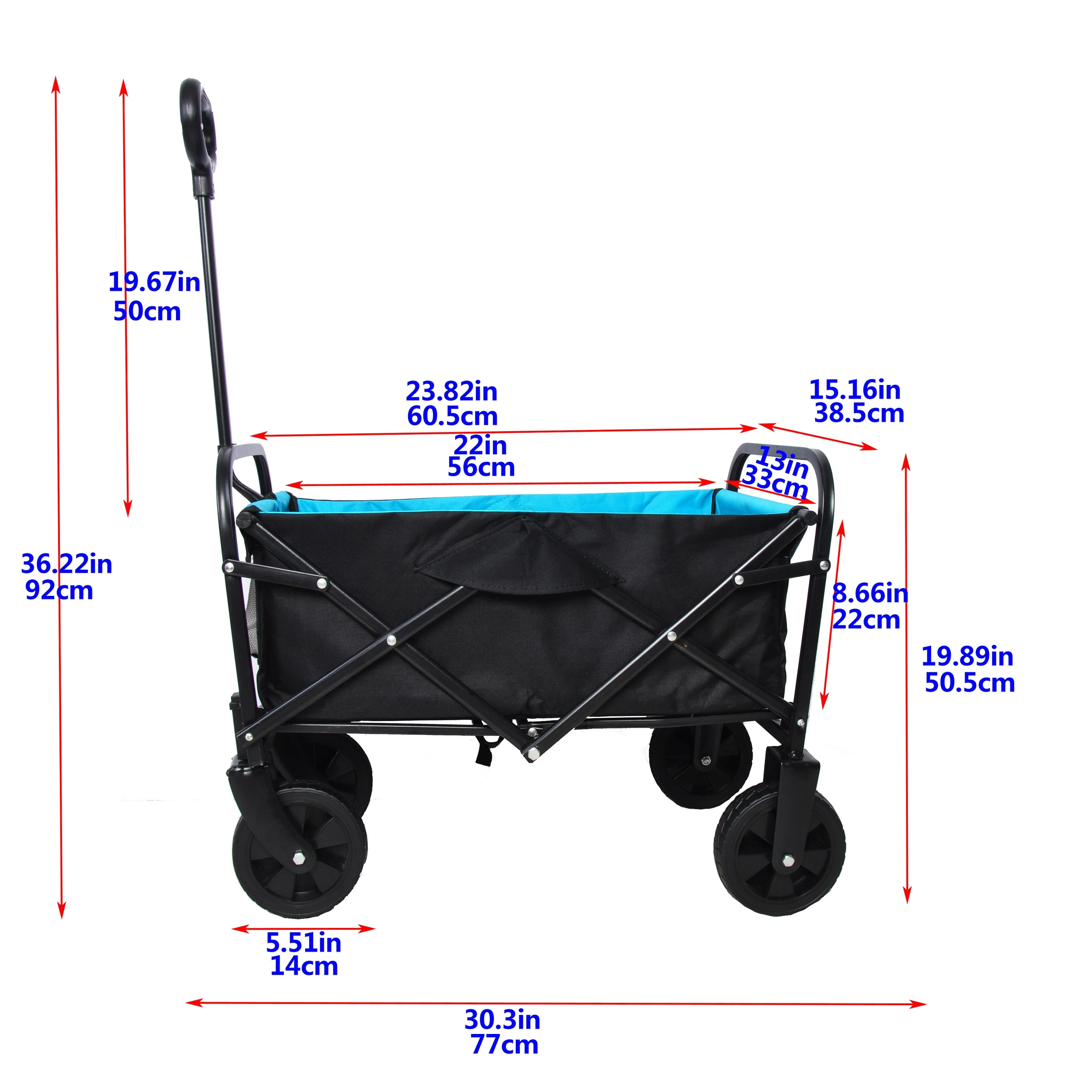 Mini Folding Shopping and Beach Cart with Steel Frame
