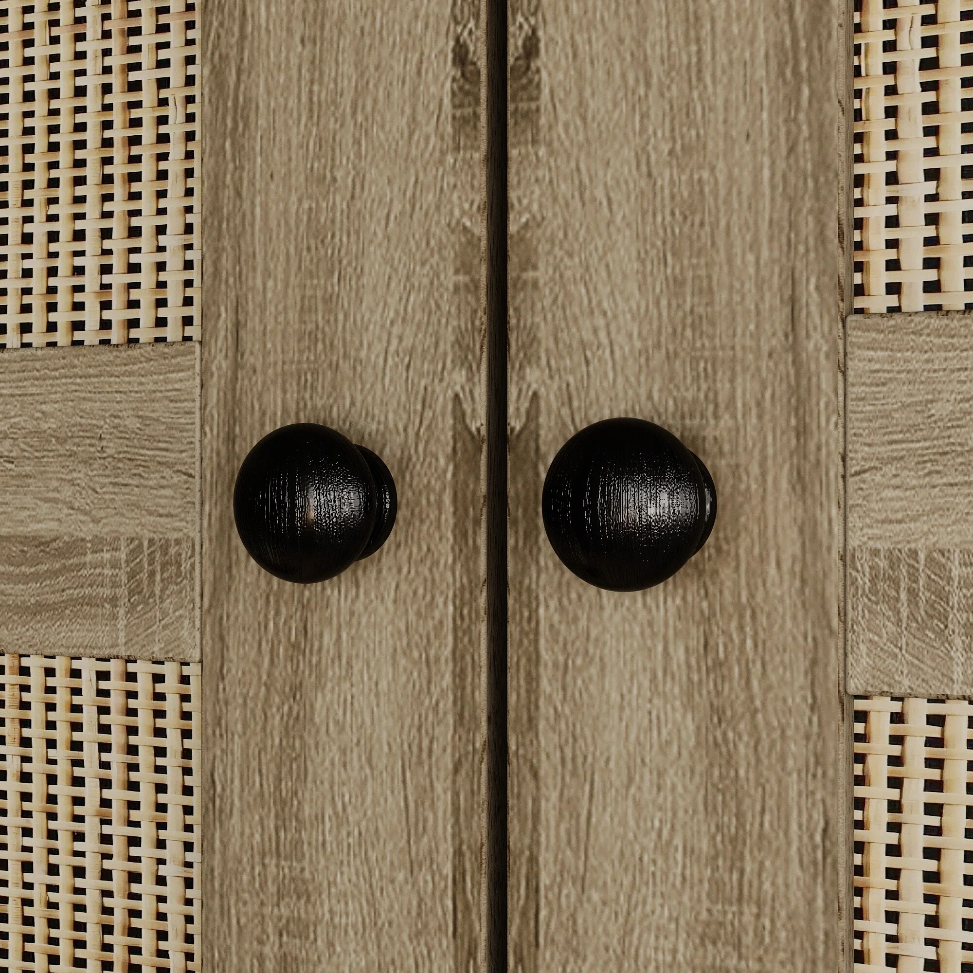 Large Storage Wardrobe Versatile Rattan Door Closet with Deep Drawers
