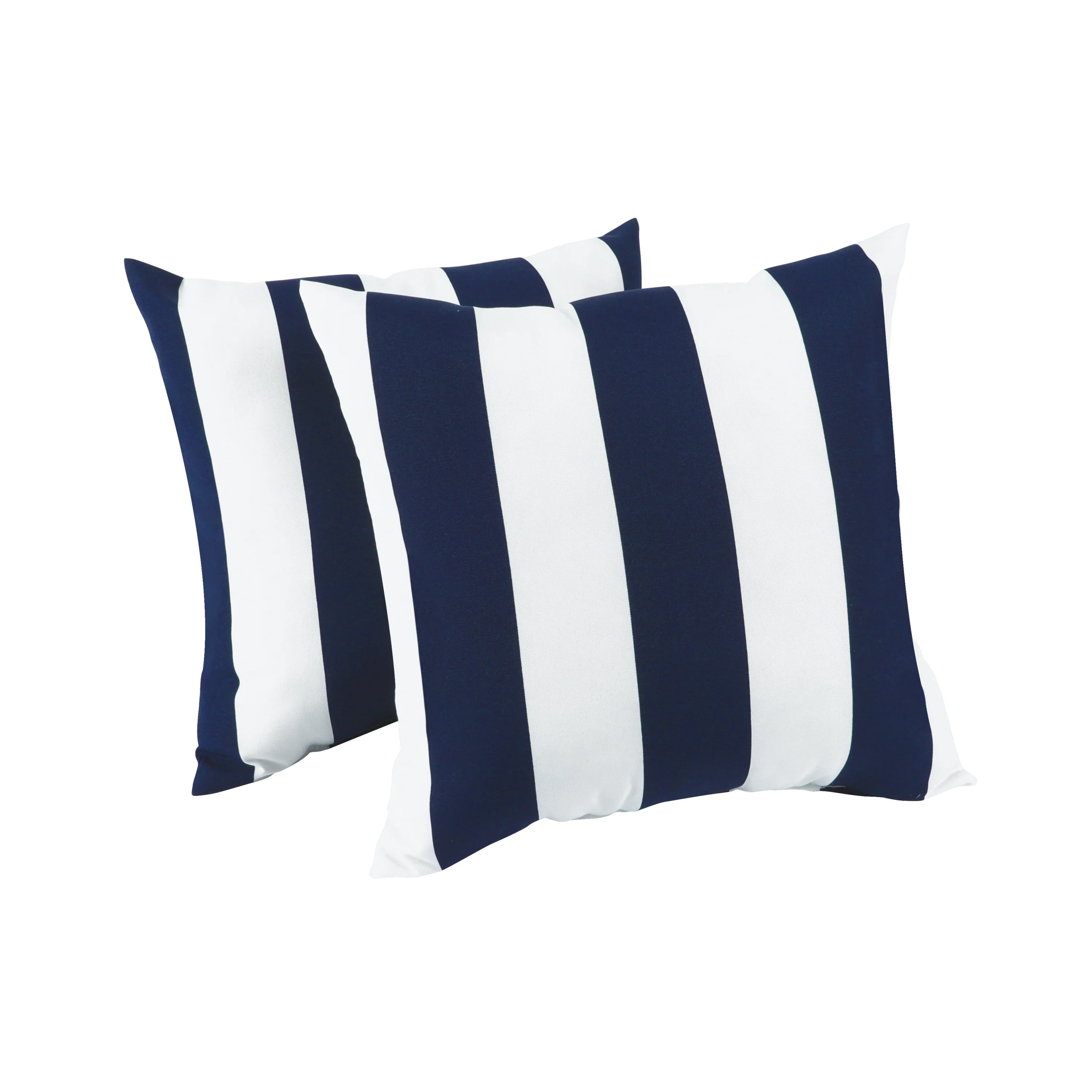 Navy & White Stripe Outdoor Square Pillows, Set of 2