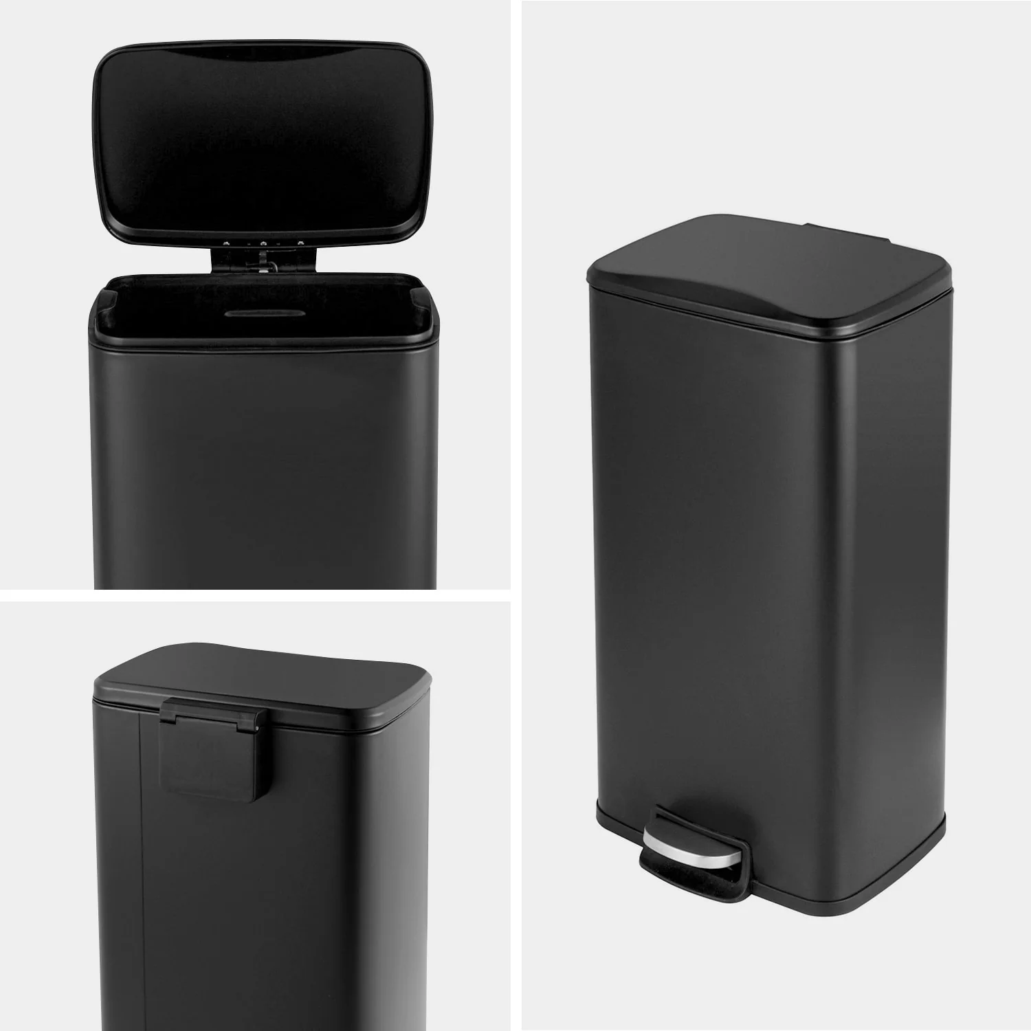 Innovaze 8 Gal./30 Liter Rectangular Matt White step-on Trash Can for kitchen