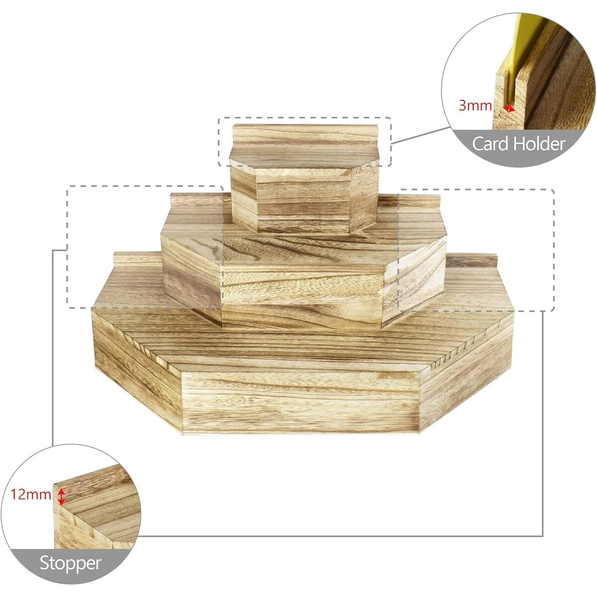 3-Tier Wood Stair Step Shelf Display Stand - S