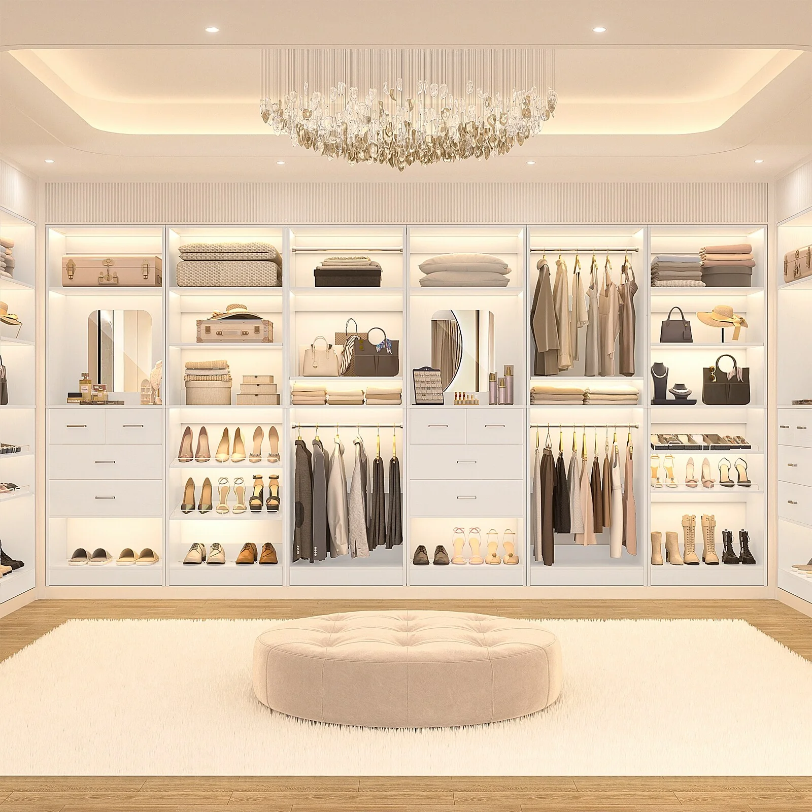 Cimly Set of 2 Free-standing Closet System with Drawers and Hanging Rods for Reach-in/ Walk-in Closet