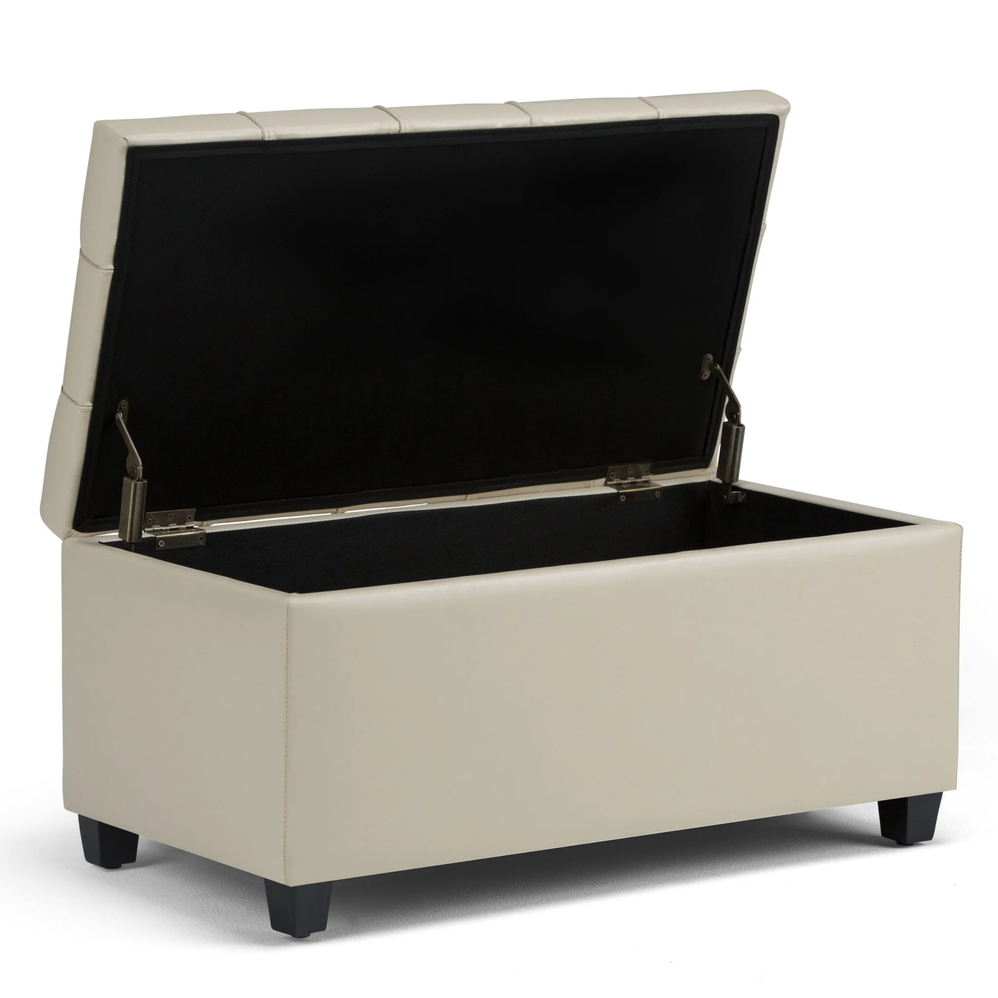 Tufted Vegan Faux Leather Storage Ottoman Bench