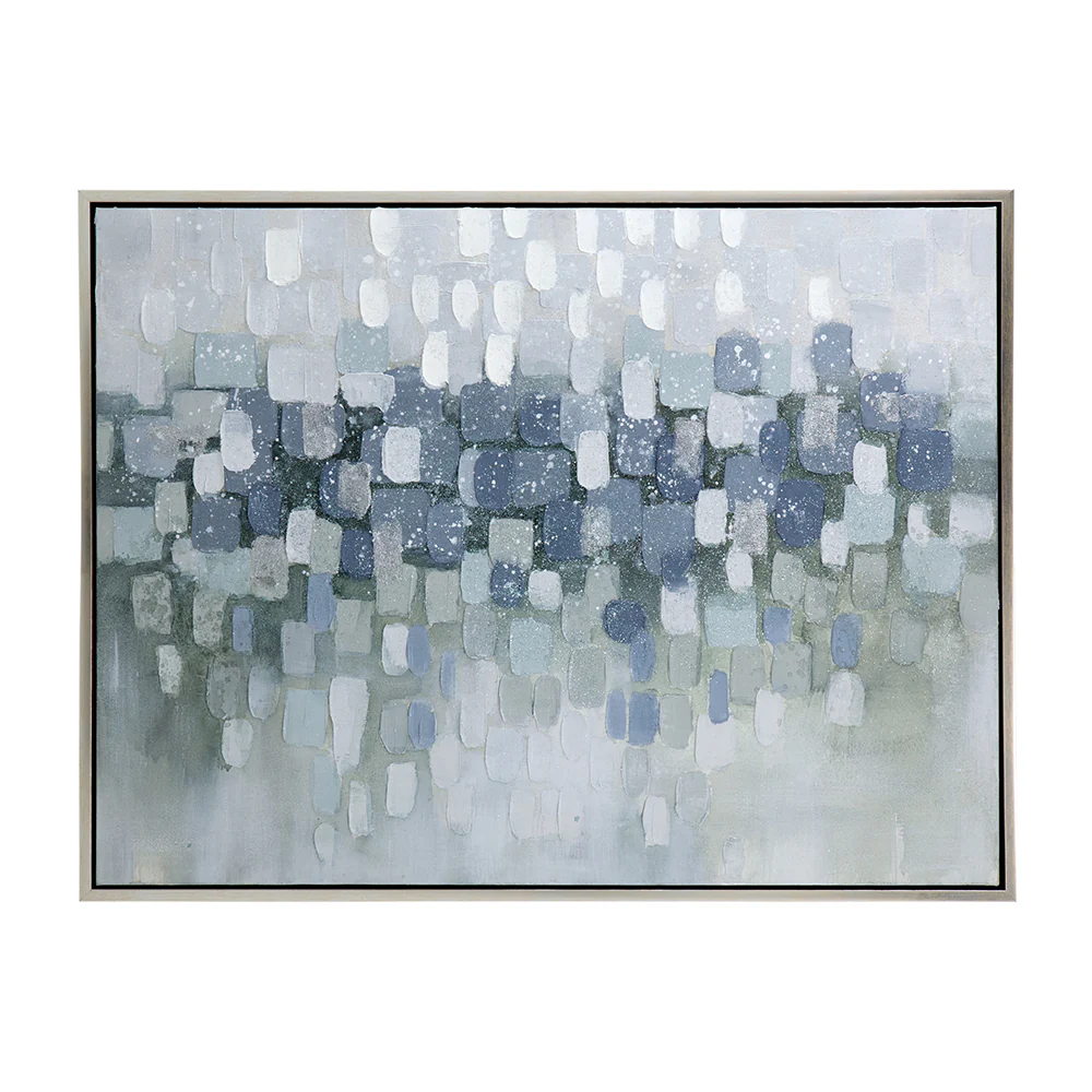 Landscape Gray and Silver Oil Painting in Frame