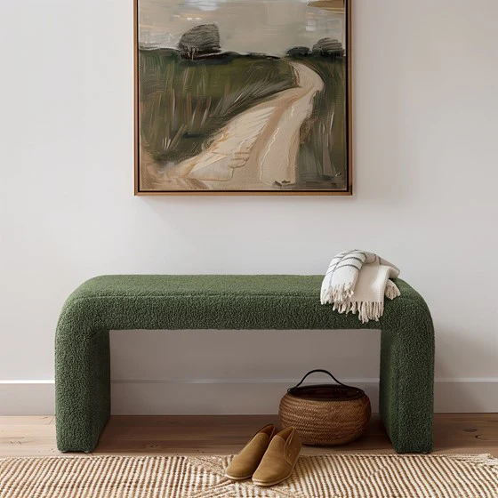 Goldmine Upholstered Bench with Curved Seat