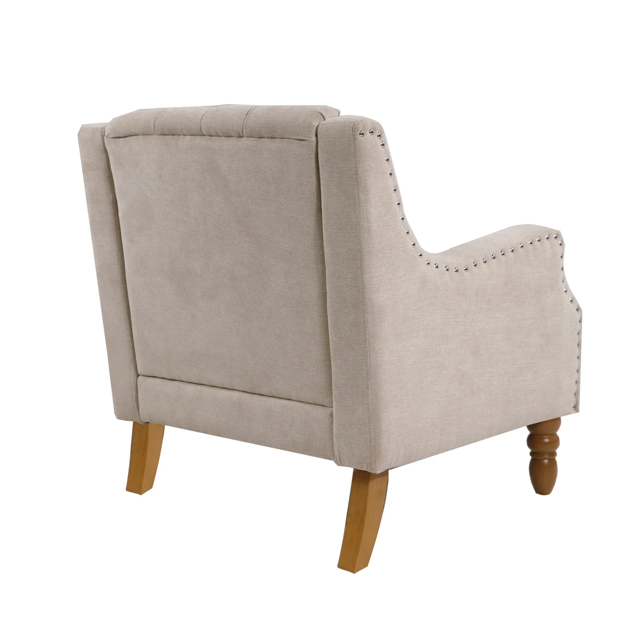 Caryl Button Tufted Upholstered Accent Chair with Recessed Arms and Nailhead Trim