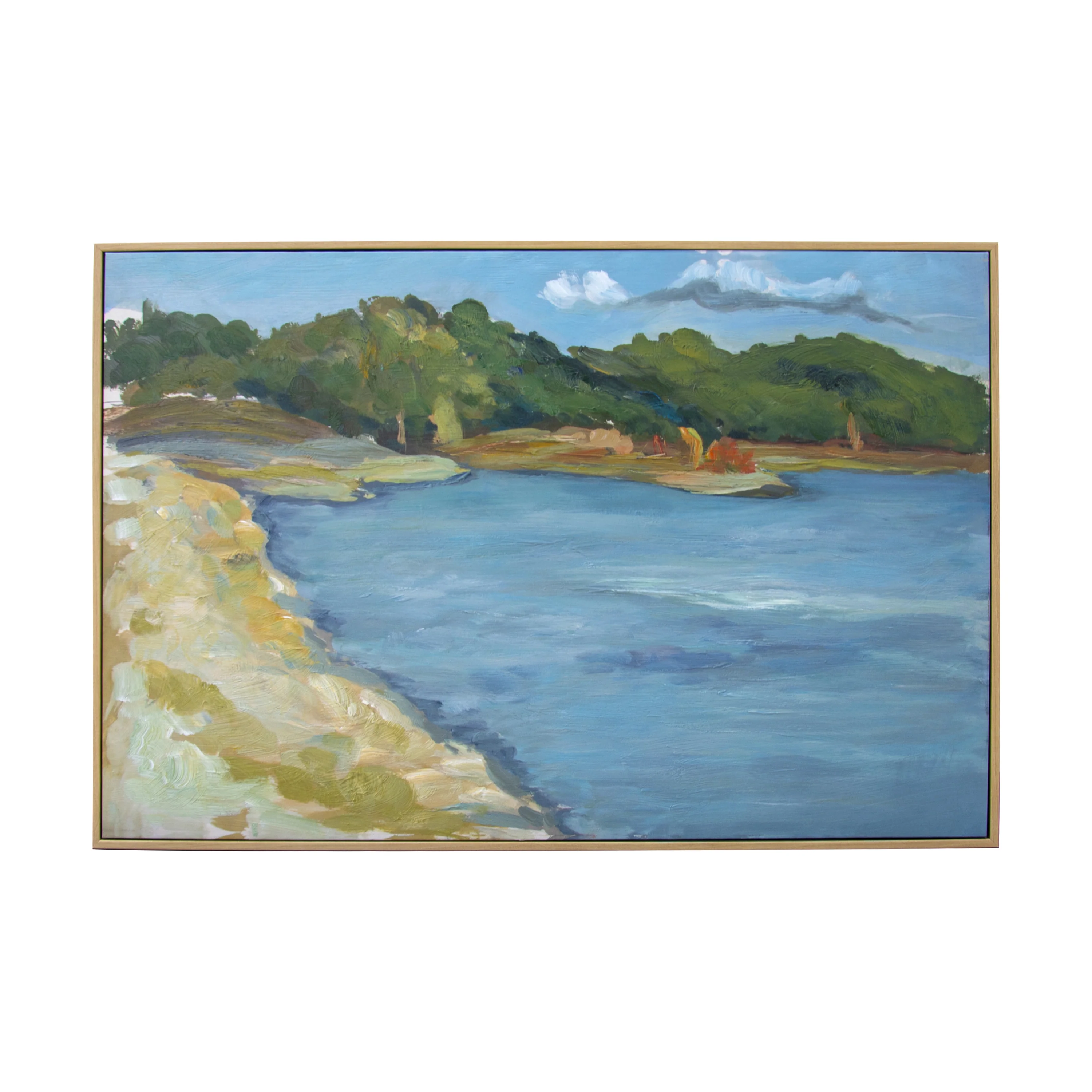 Inlet Beach Hand Painted Floating Framed Wall Art Print 24x36 Inches