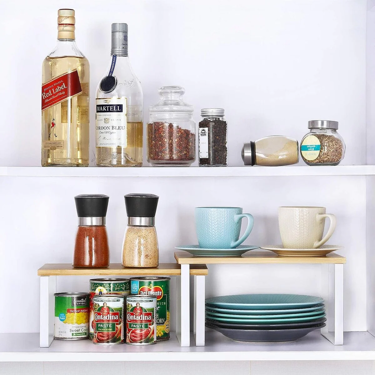 Stackable Kitchen Cabinet Shelves Organizer