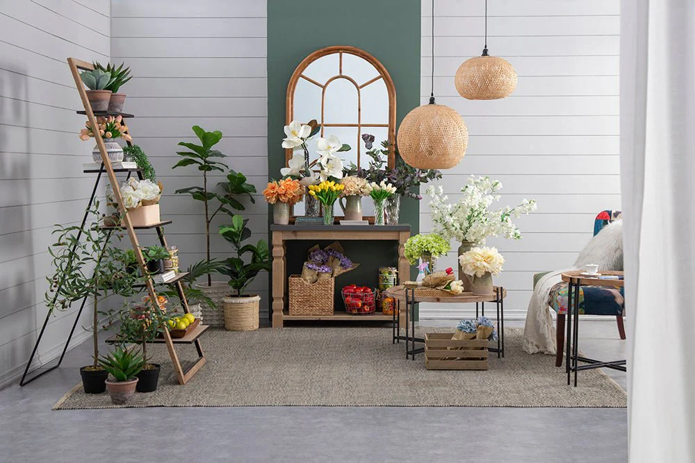 Round Wooden Round Coffee Table with Metal Legs