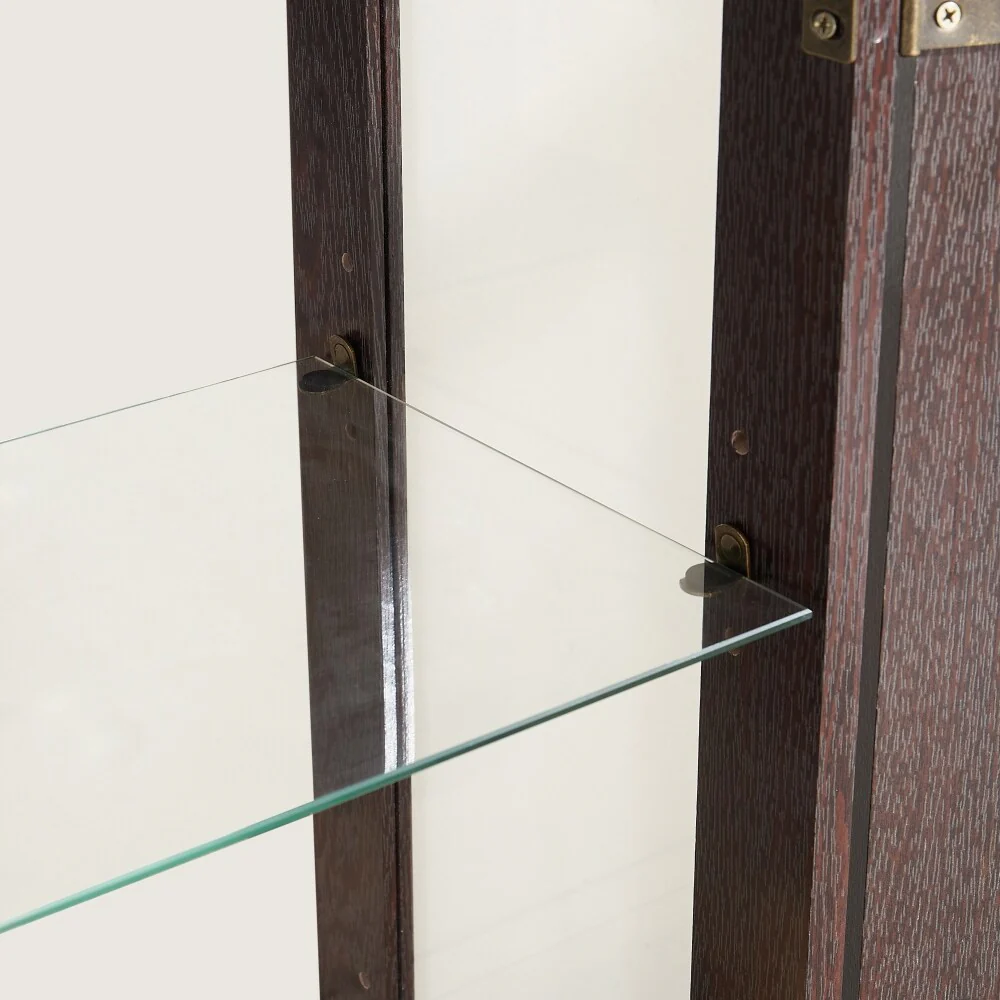 Curio Cabinet with Tempered Glass Doors and Adjustable Shelves Light Bulb Included