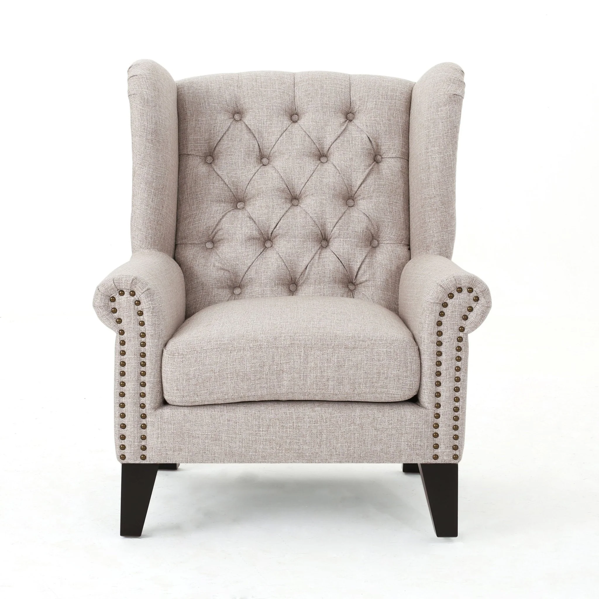 Cerebral Upholstered Wingback Chair with Diamond Tufting and Nailhead Trim