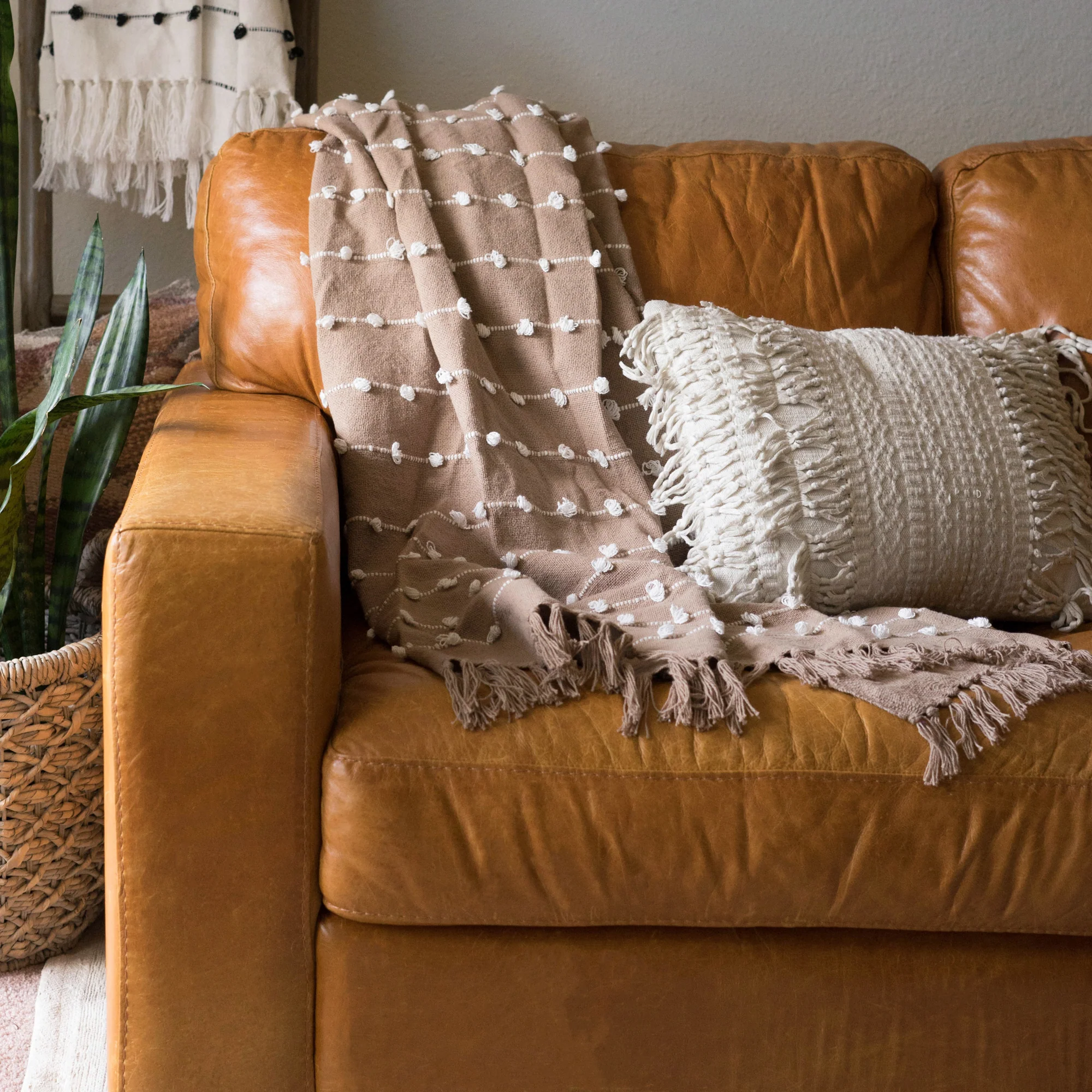 Stone Woven Loop Throw