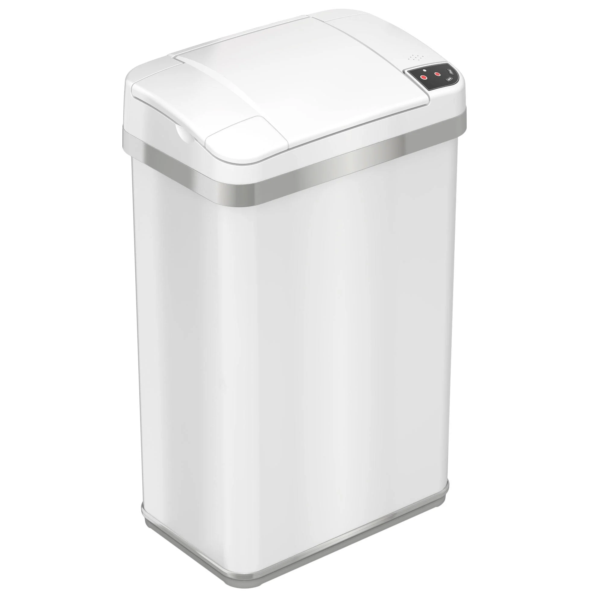 iTouchless 4 Gal White Stainless Steel Sensor Bathroom Trash Can