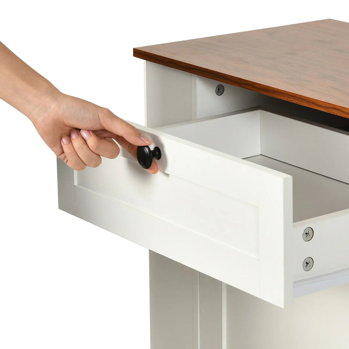 Moasis Tilt Out Trash Can Cabinet with Storage Drawer & Drop Leaf