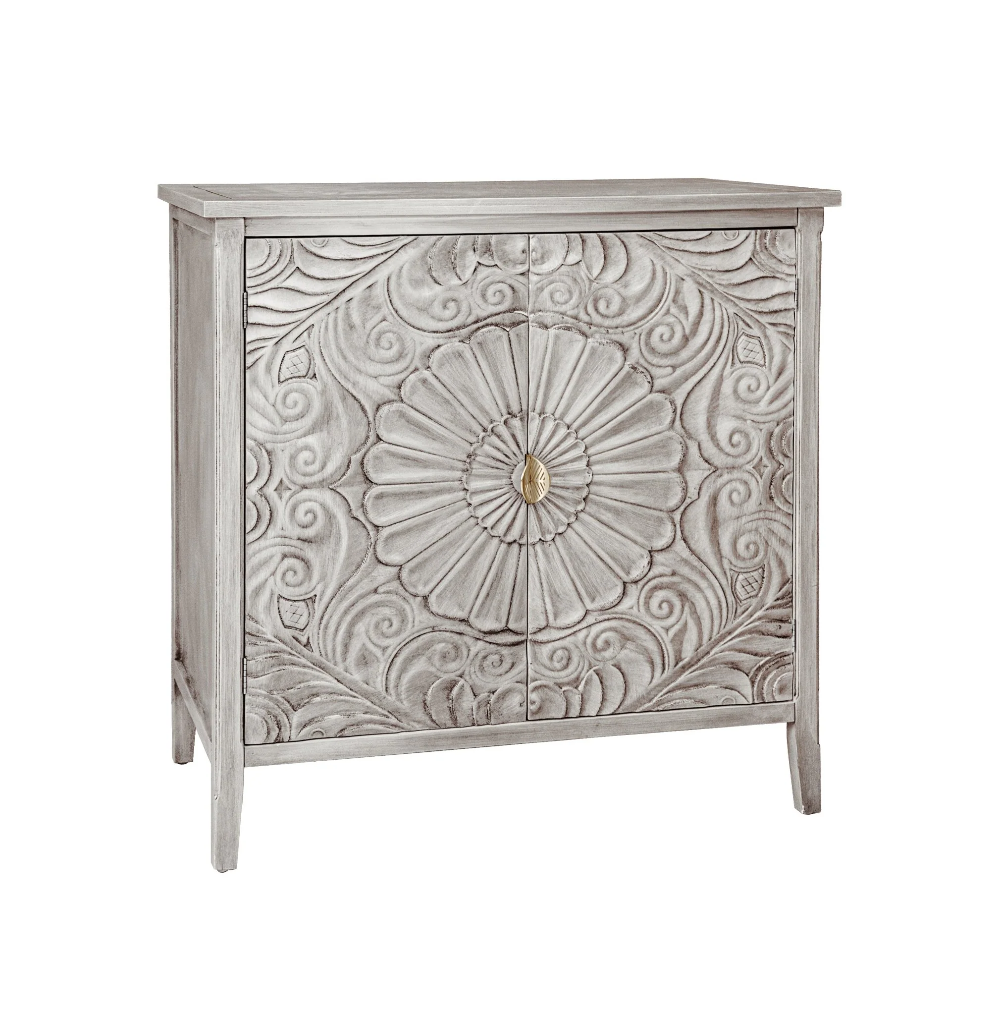 Accent Cabinet with 2 Doors and Gold Pattern Handle