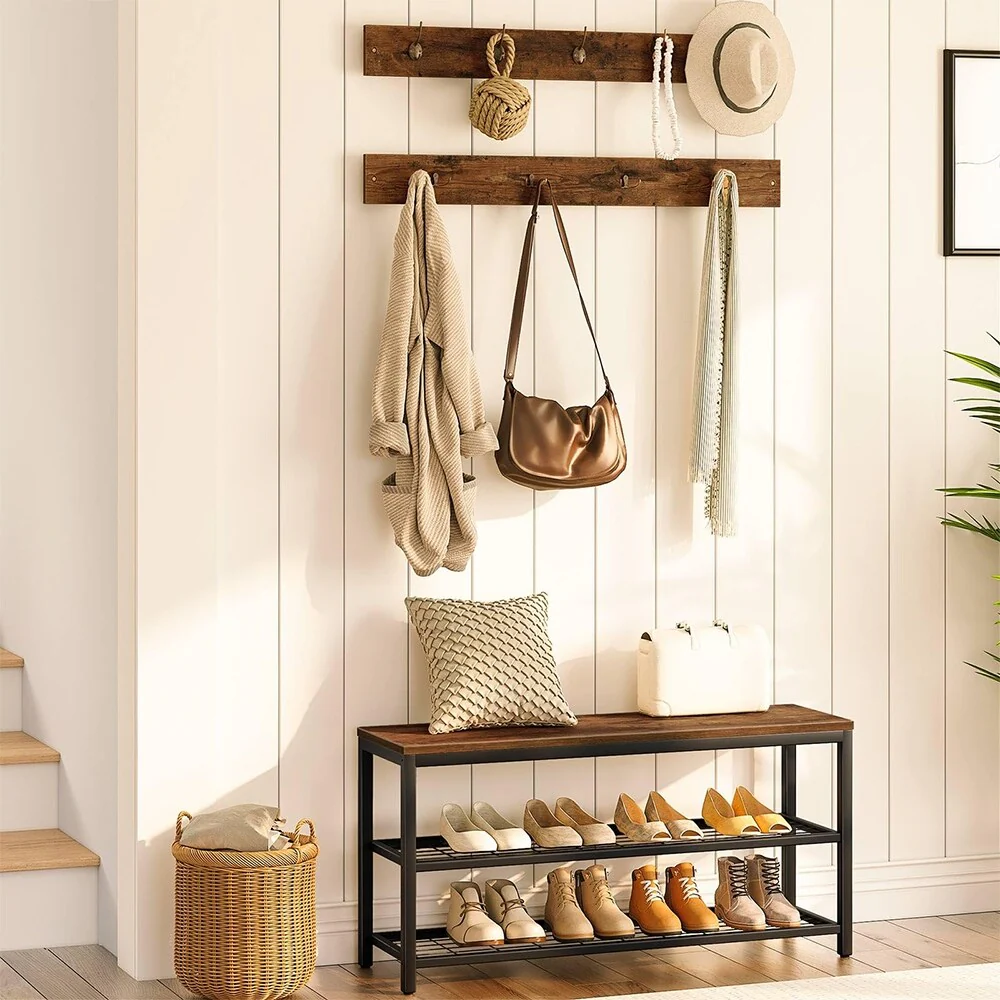 Coat Rack Shoe Bench Set, Entryway Shoe Rack Bench with Coat Hooks - Bench Set