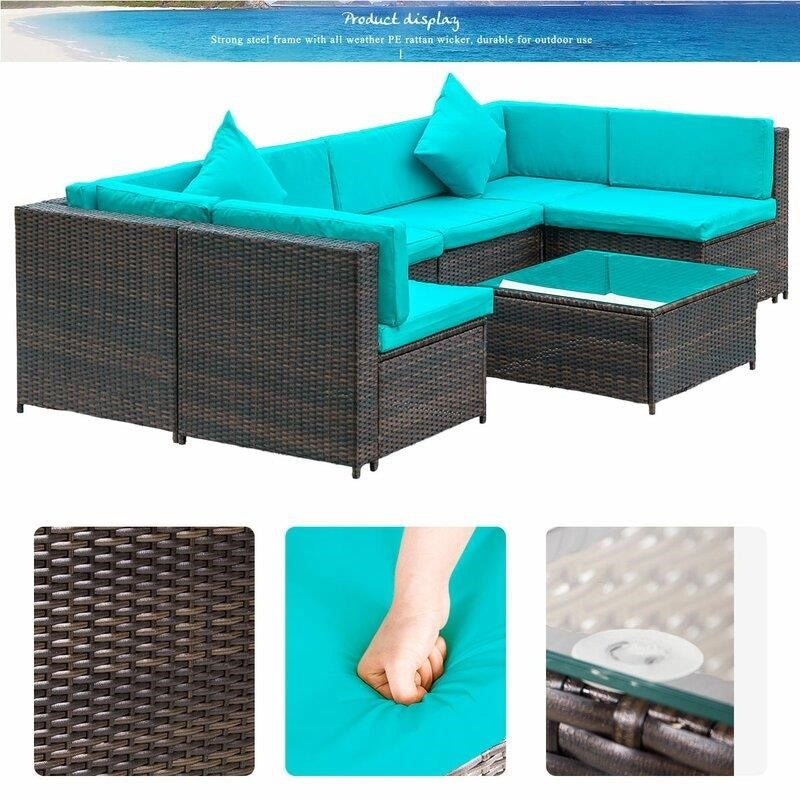 Sondra Wicker/Rattan 6 - Person Seating Group with Cushions