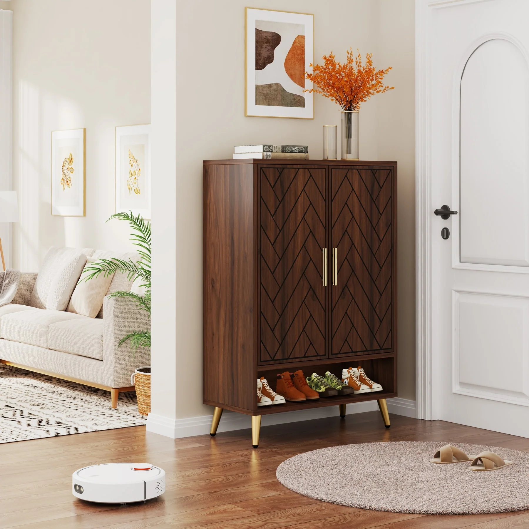 6-Tier 24 Pairs Shoe Storage Cabinet with Doors