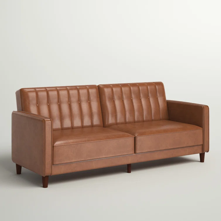 Seylow 81.5'' Faux Leather Convertible Sofa
