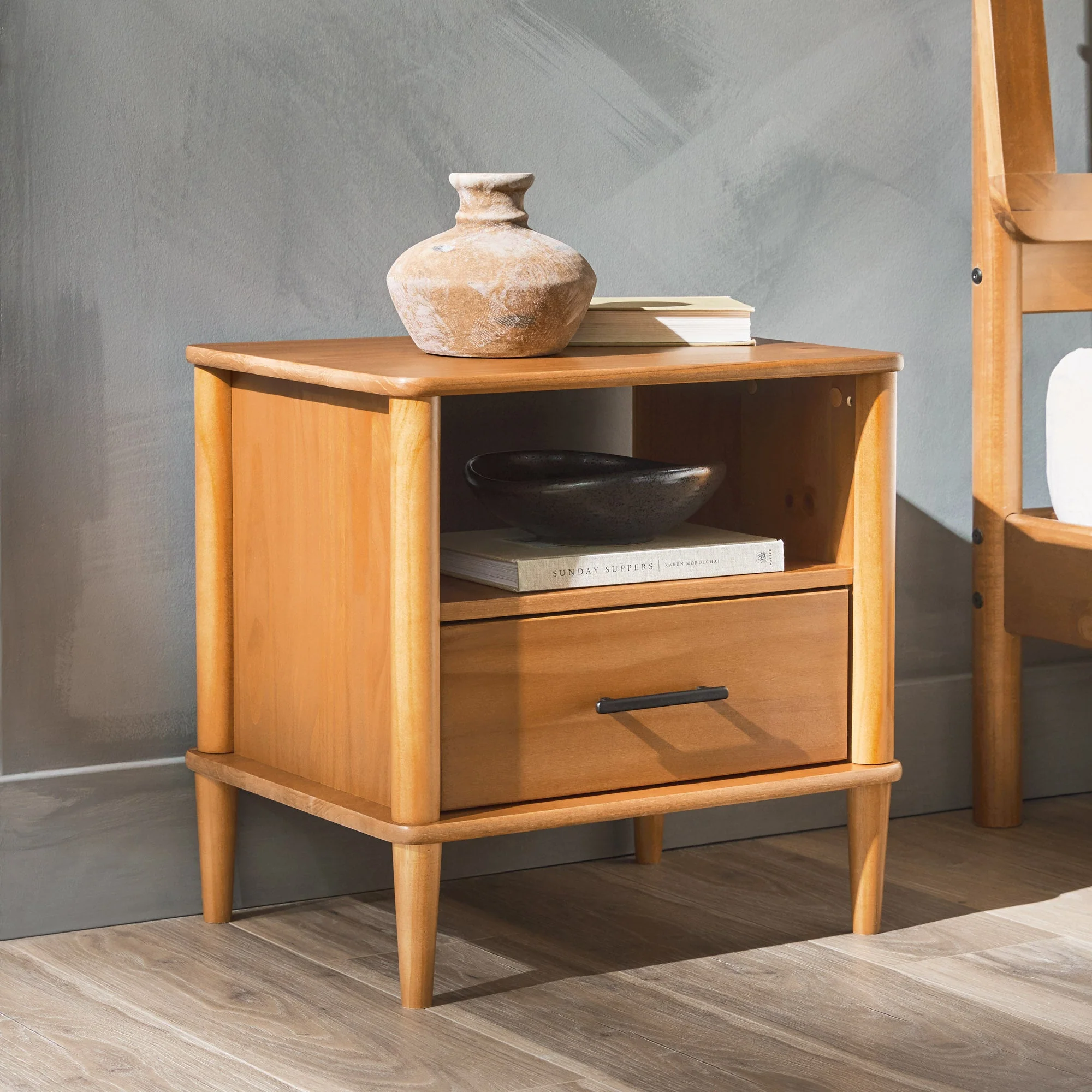 Luminar Solid Wood Spindle Nightstand