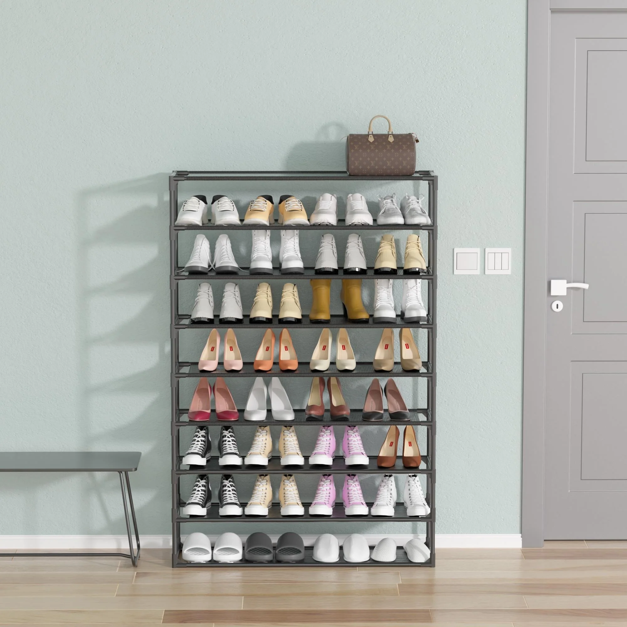 Modern Waterproof Shoe Rack Organizer Tower for Small Spaces