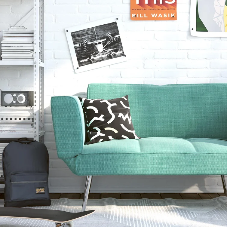 Leyla Twin 60'' Upholstered Tight Back Convertible Sofa