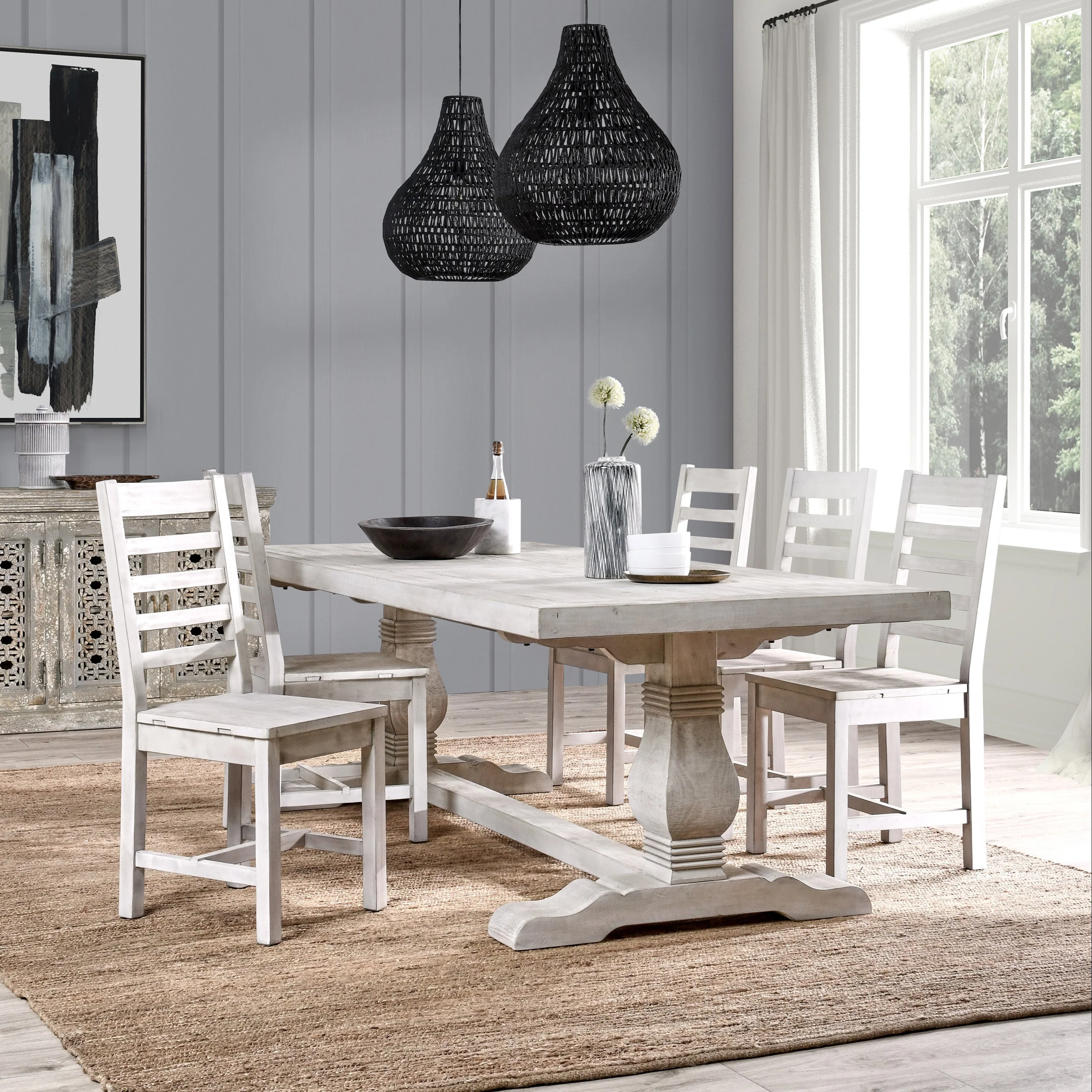 Auraeons Rectangular Dining Table with Trestle Base