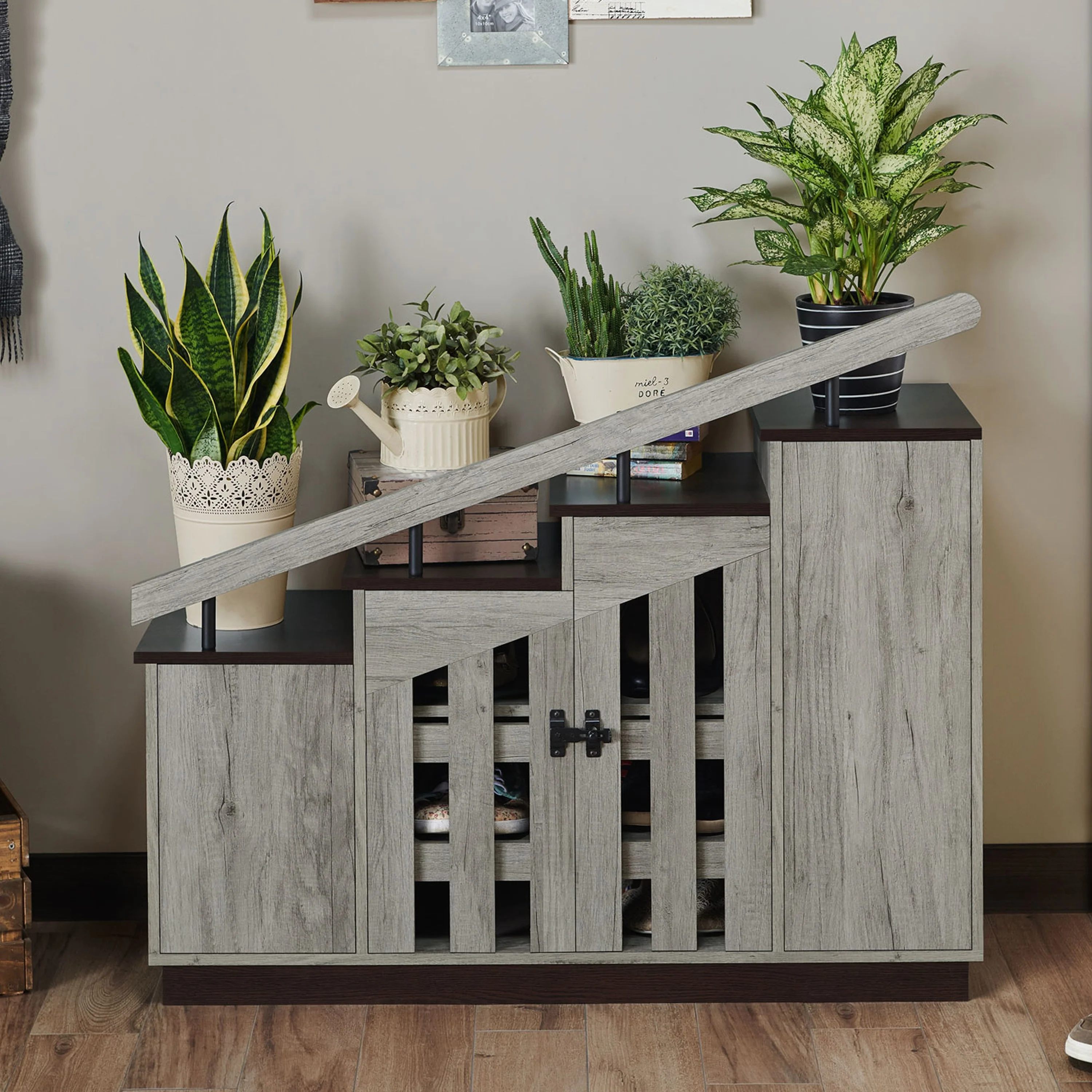 Garner Rustic 9-shelf Storage Shoe Cabinet by Furniture of America