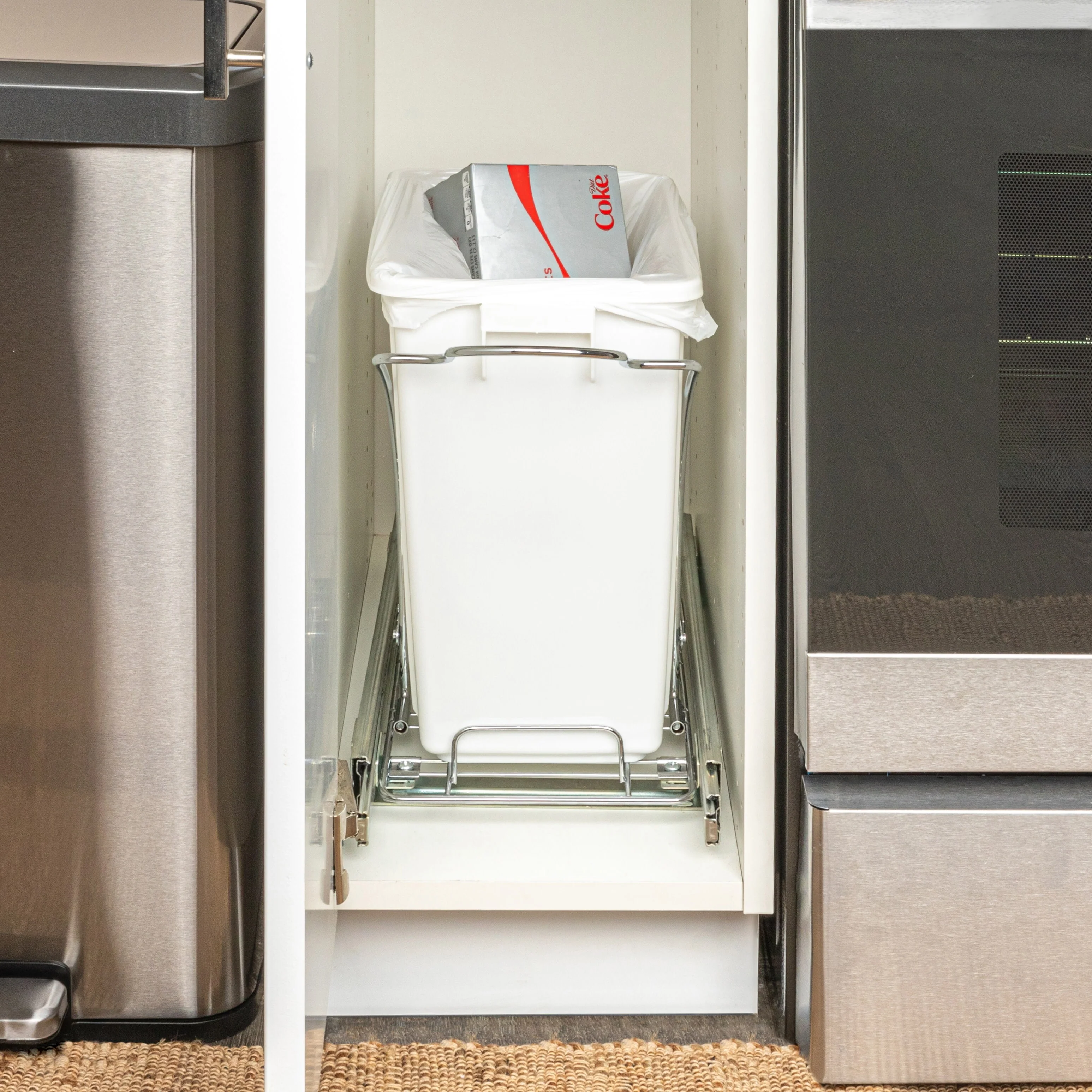 Household Essentials Pull Out Trash Can with Under-Cabinet Caddy