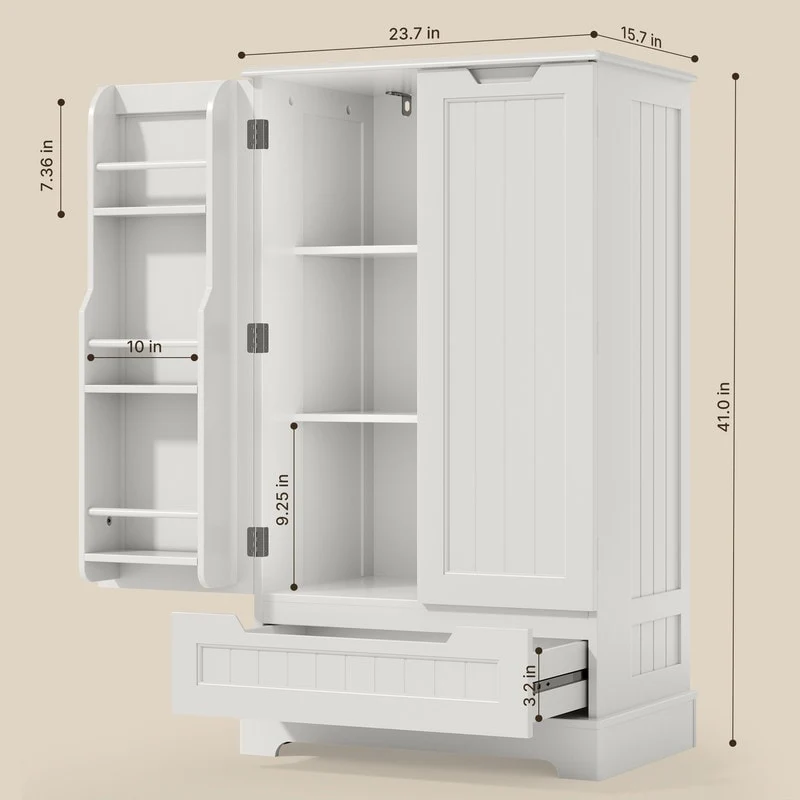 Kitchen Pantry Storage Cabinet, Freestanding Storage with Shelves and 1 Drawer