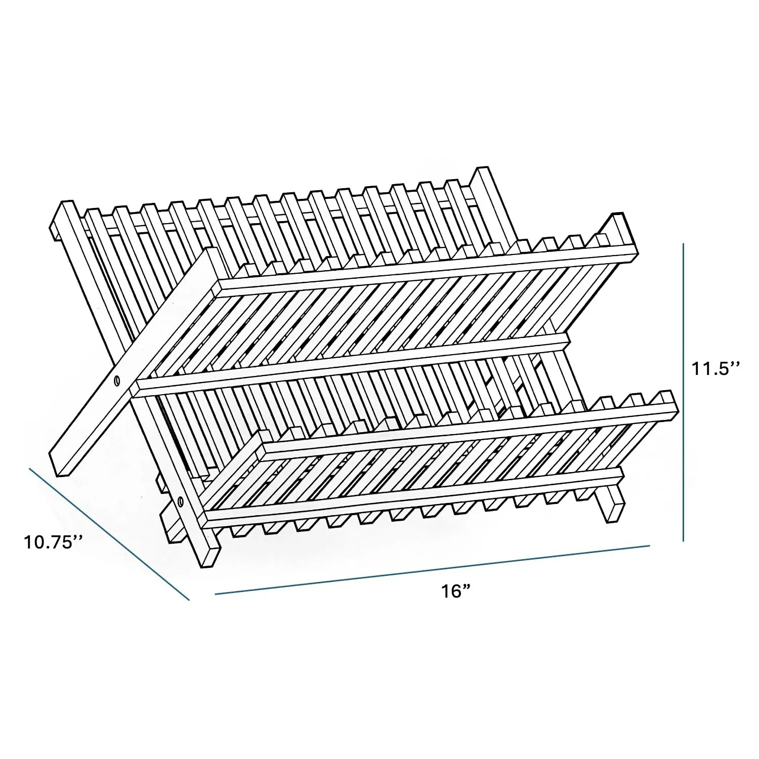 Bamboo Dish Drying Rack - 2-Tier Collapsible & Foldable Countertop Organizer, Natural Eco-Friendly Wood, Space-Saving Design
