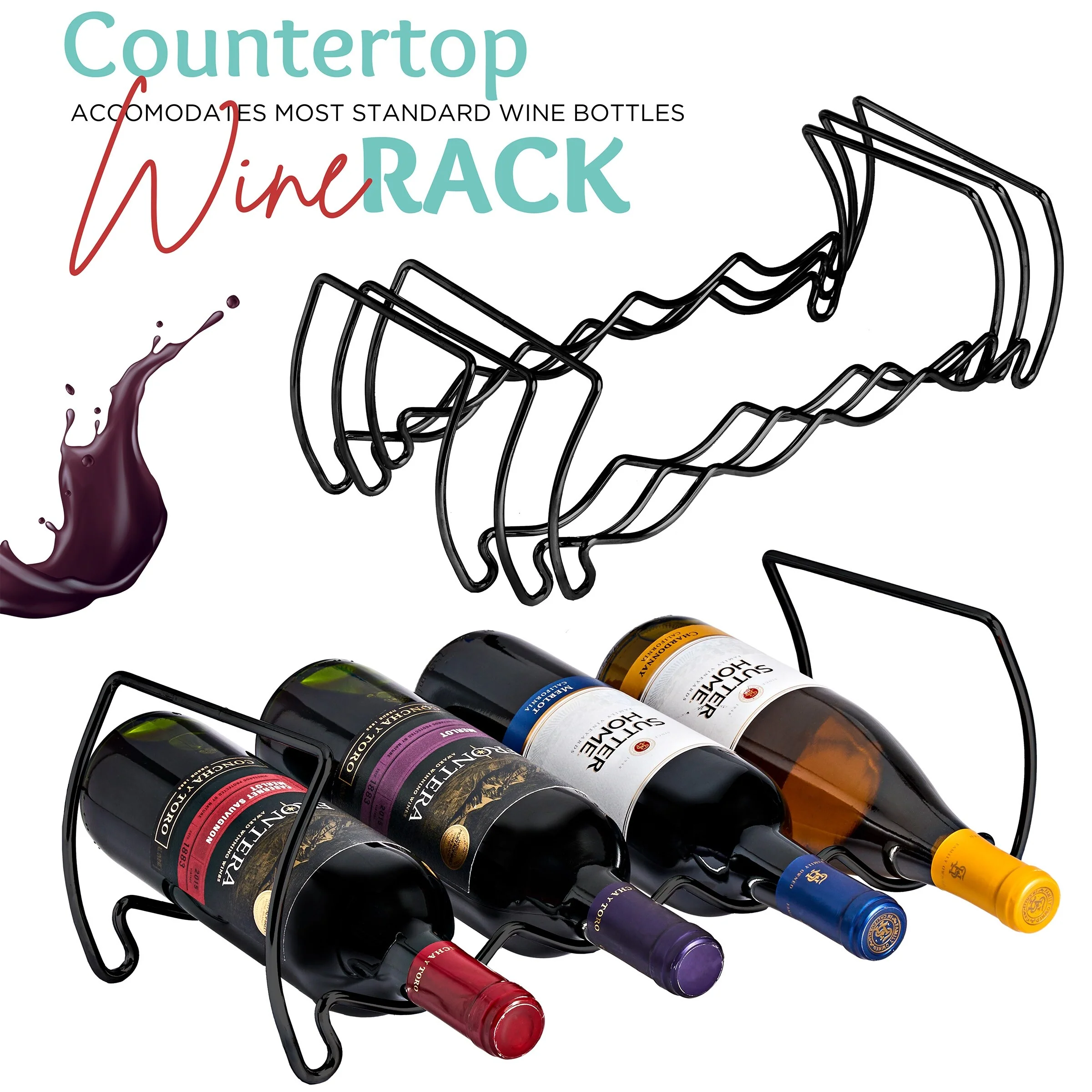 Metal Detachable Wine Rack - 3 Tier, Copper - 14