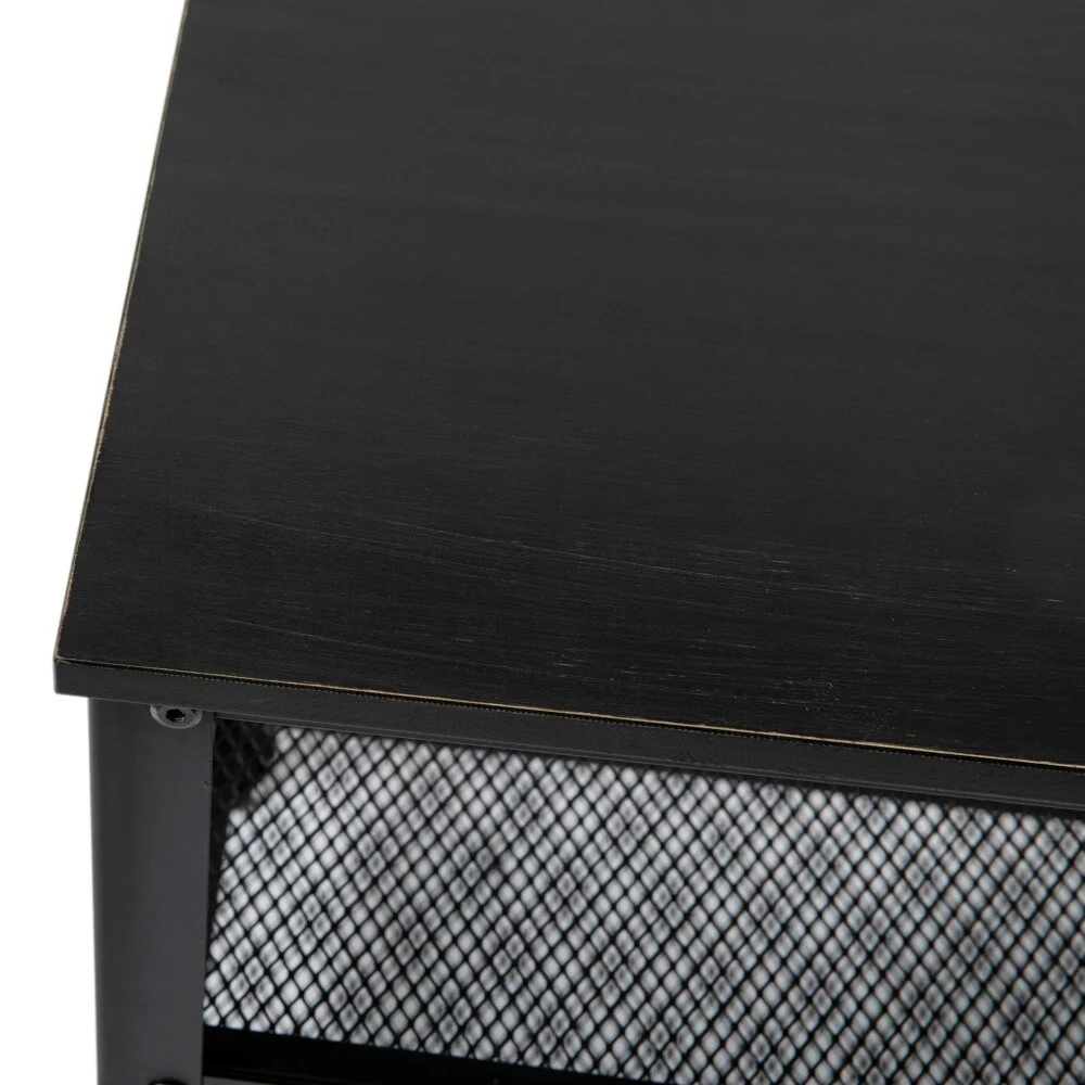 3-Tier Entryway Bench with Mesh Metal Shoe Storage Shelves