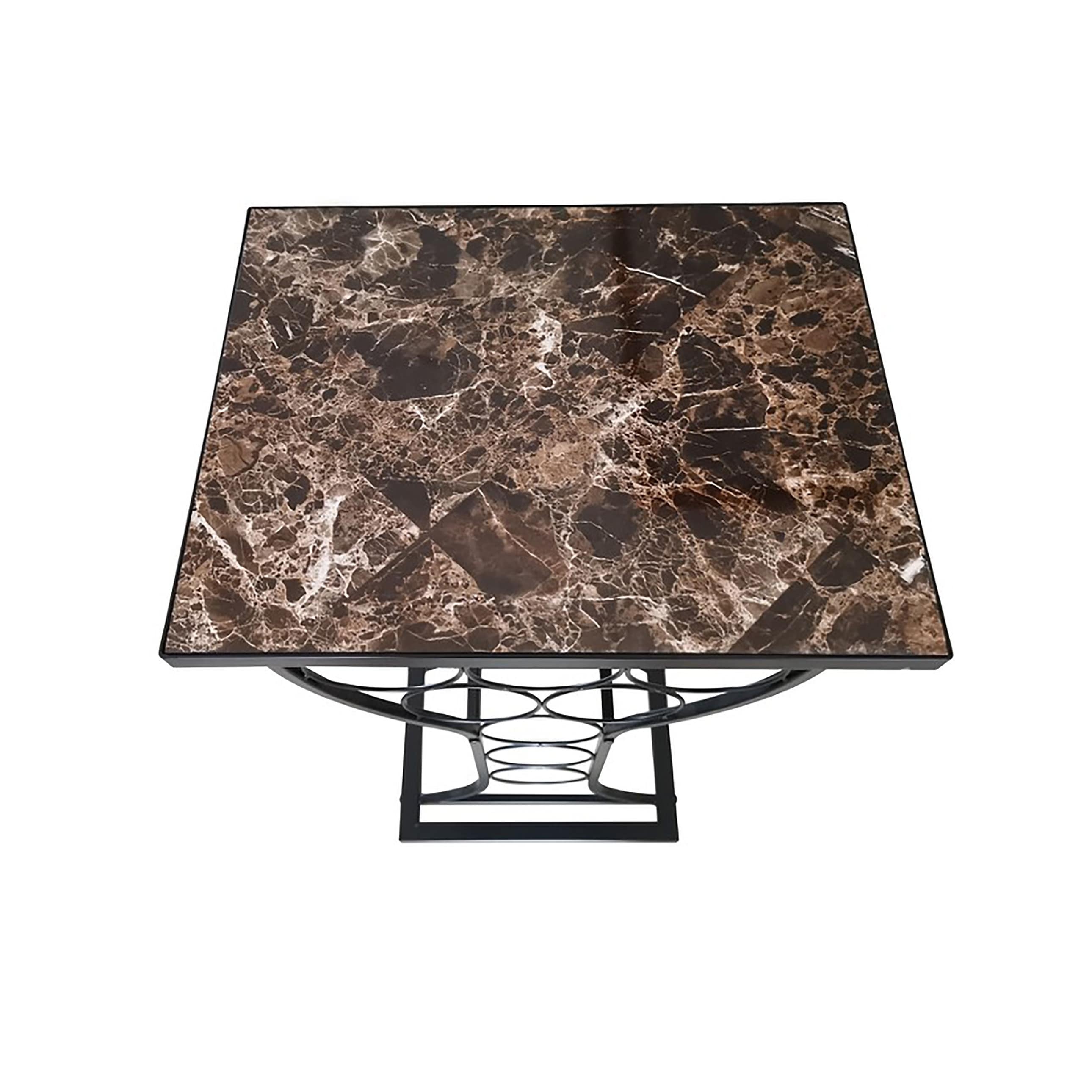Metal with Marble Finish Top Wine Storage Organizer Display Rack Table