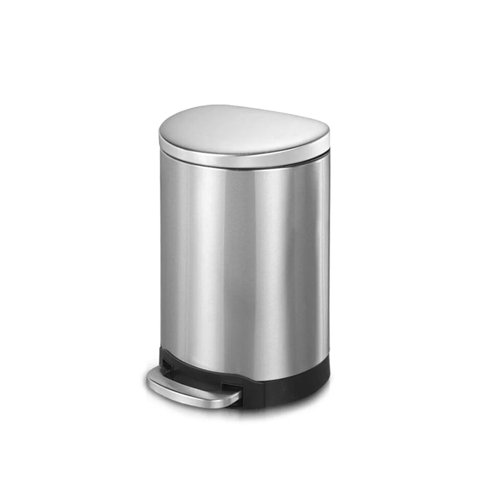 INNOVAZE 1.6 gallon/6 liter 3.2 gallon/12 liter fingerprint free brushed stainless steel semi-round step-on trash can