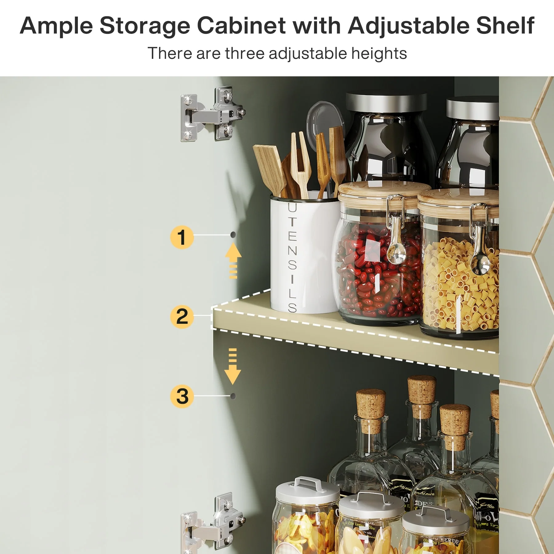 63'' Modern Accent Storage Cabinet with Metal Legs for Living Room Bedroom Kitchen Dining Room
