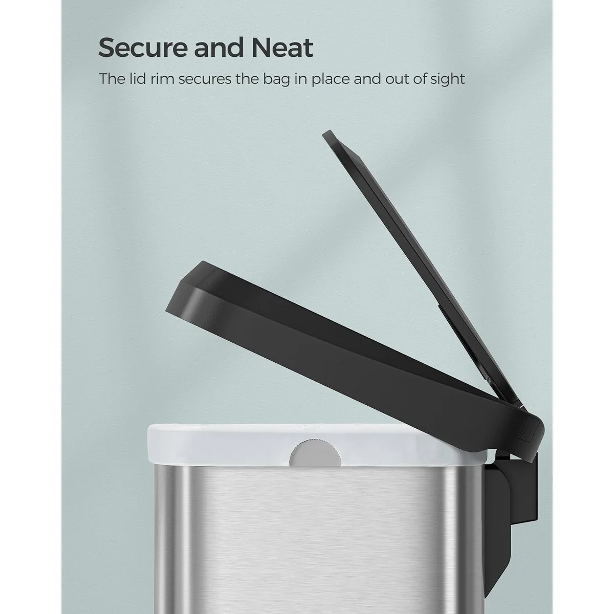 SONGMICS Kitchen Trash Can, 18 Gallon Stainless Steel Garbage Can