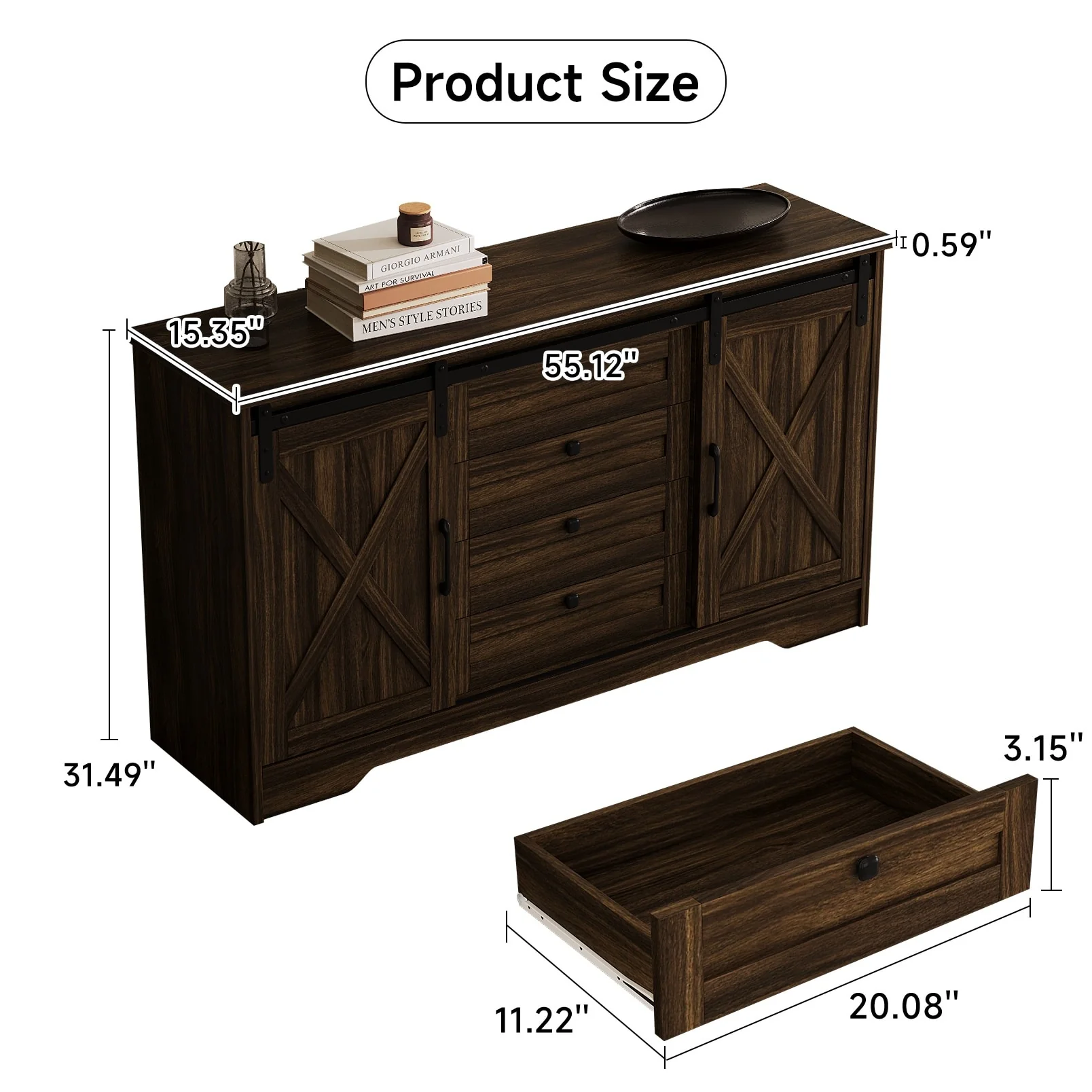 Romision Buffet Sideboard Cabinet with Doors