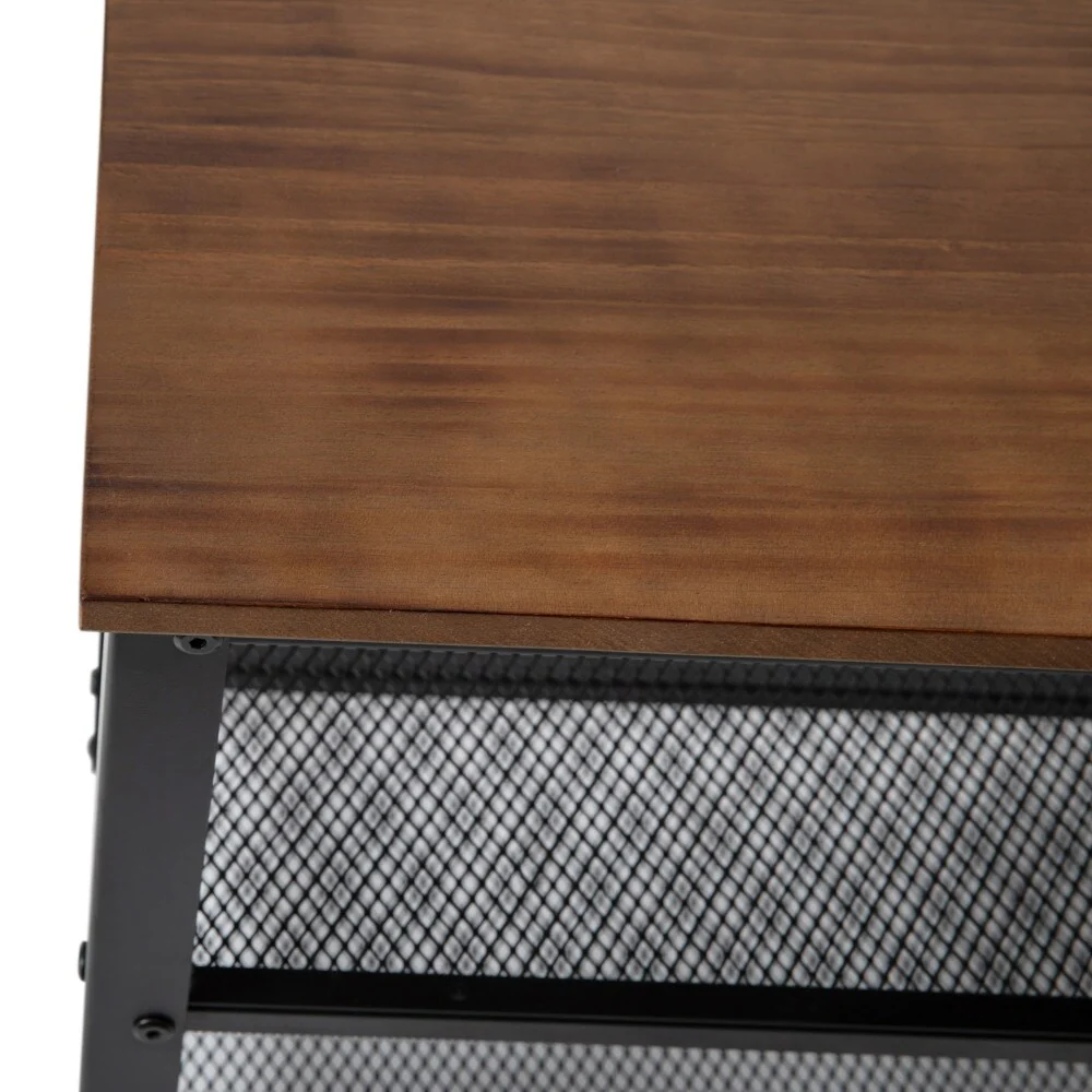 3-Tier Entryway Bench with Mesh Metal Shoe Storage Shelves