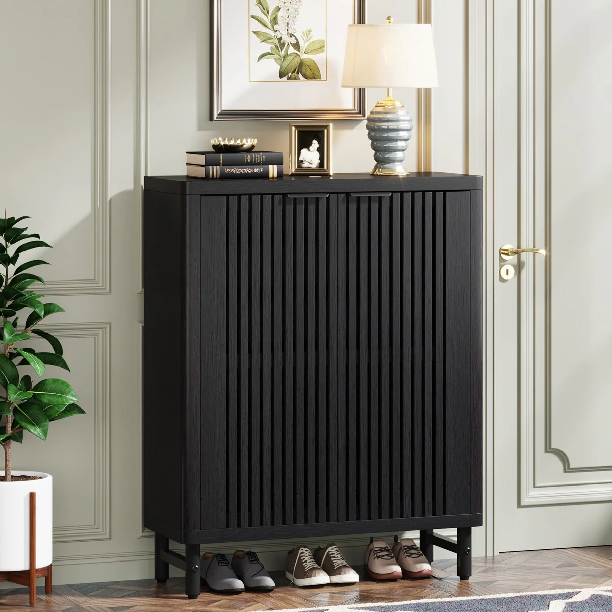 Large Modern Shoe Storage Cabinet with Adjustable Shelves