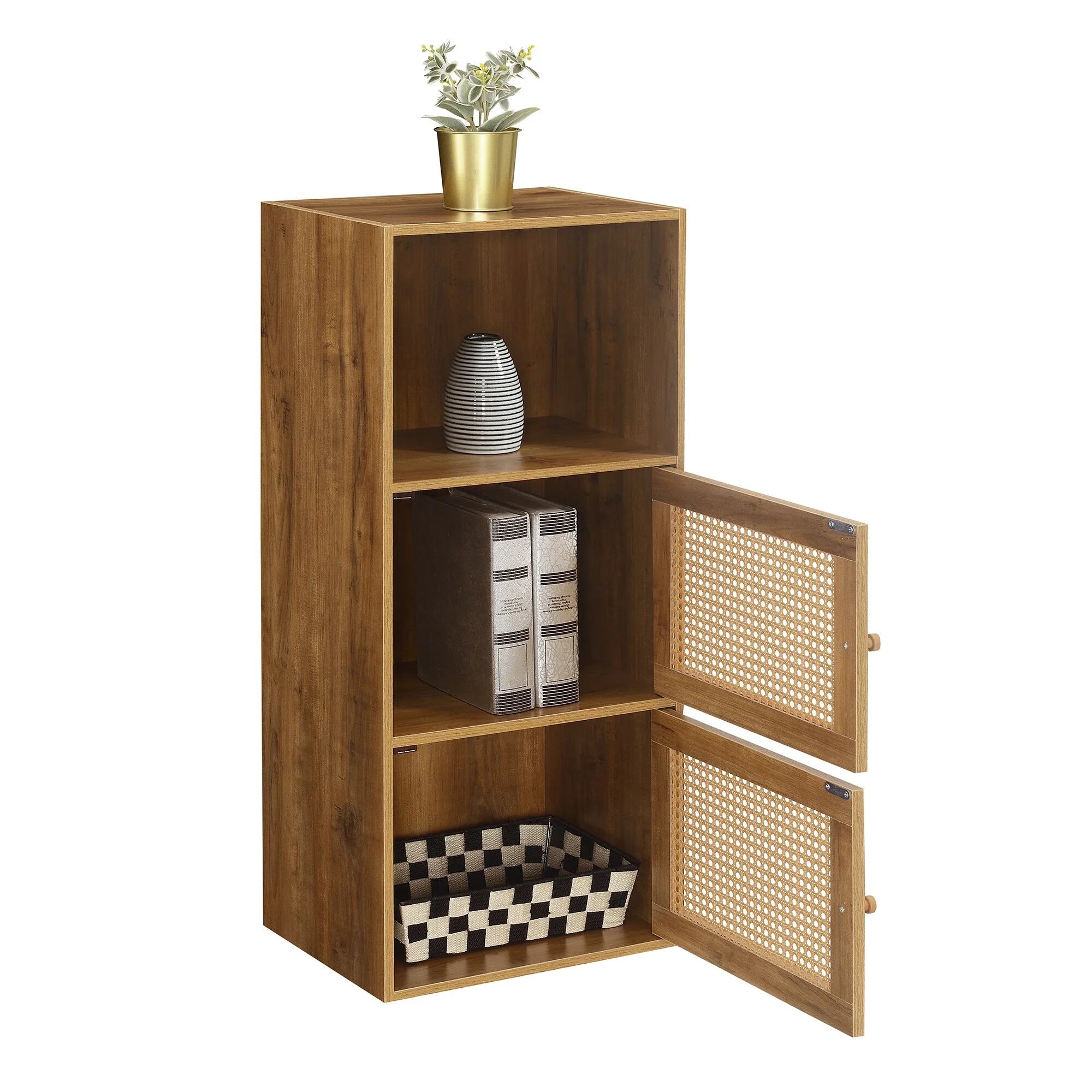 Convenience Concepts Xtra Storage Boho Weave 2 Door Cabinet with Shelf
