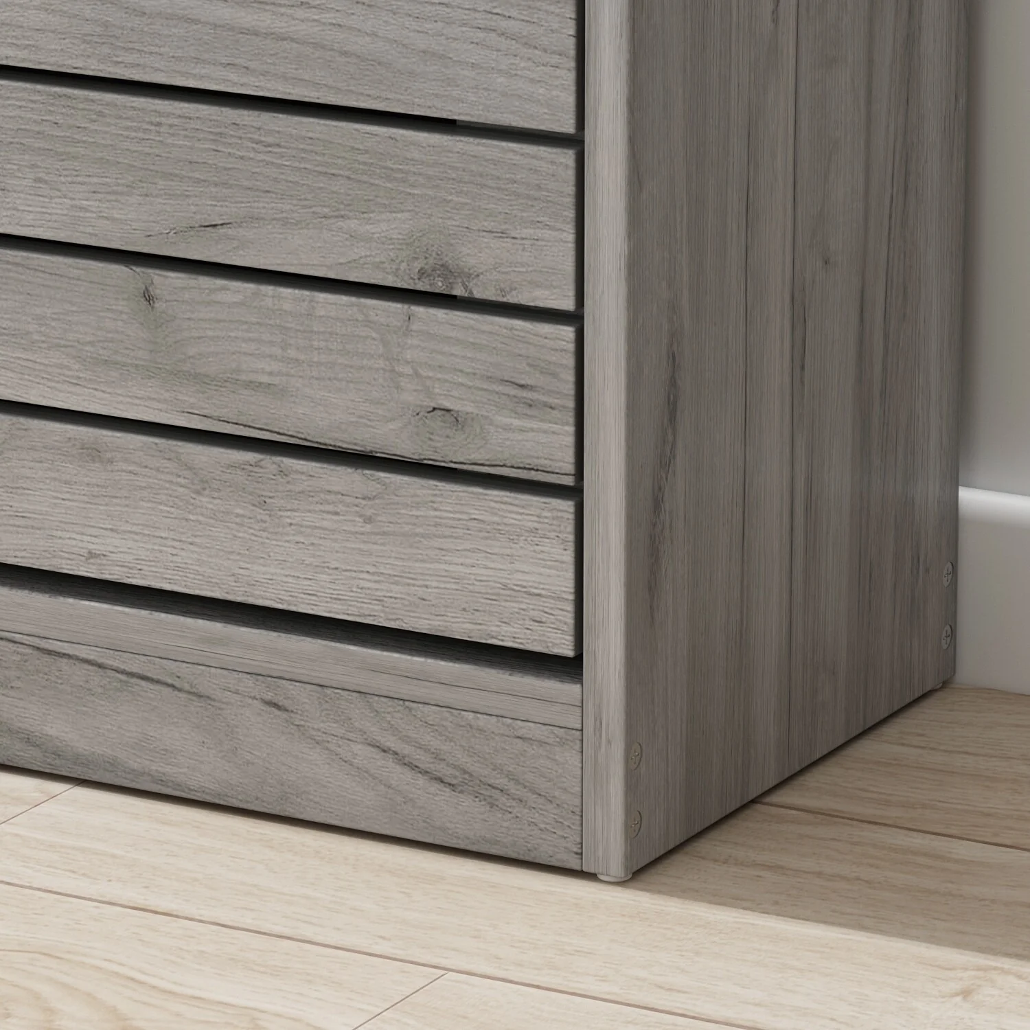Shoe Storage Cabinet Two Drawer Space Saving Grey/Oak/White Dresser