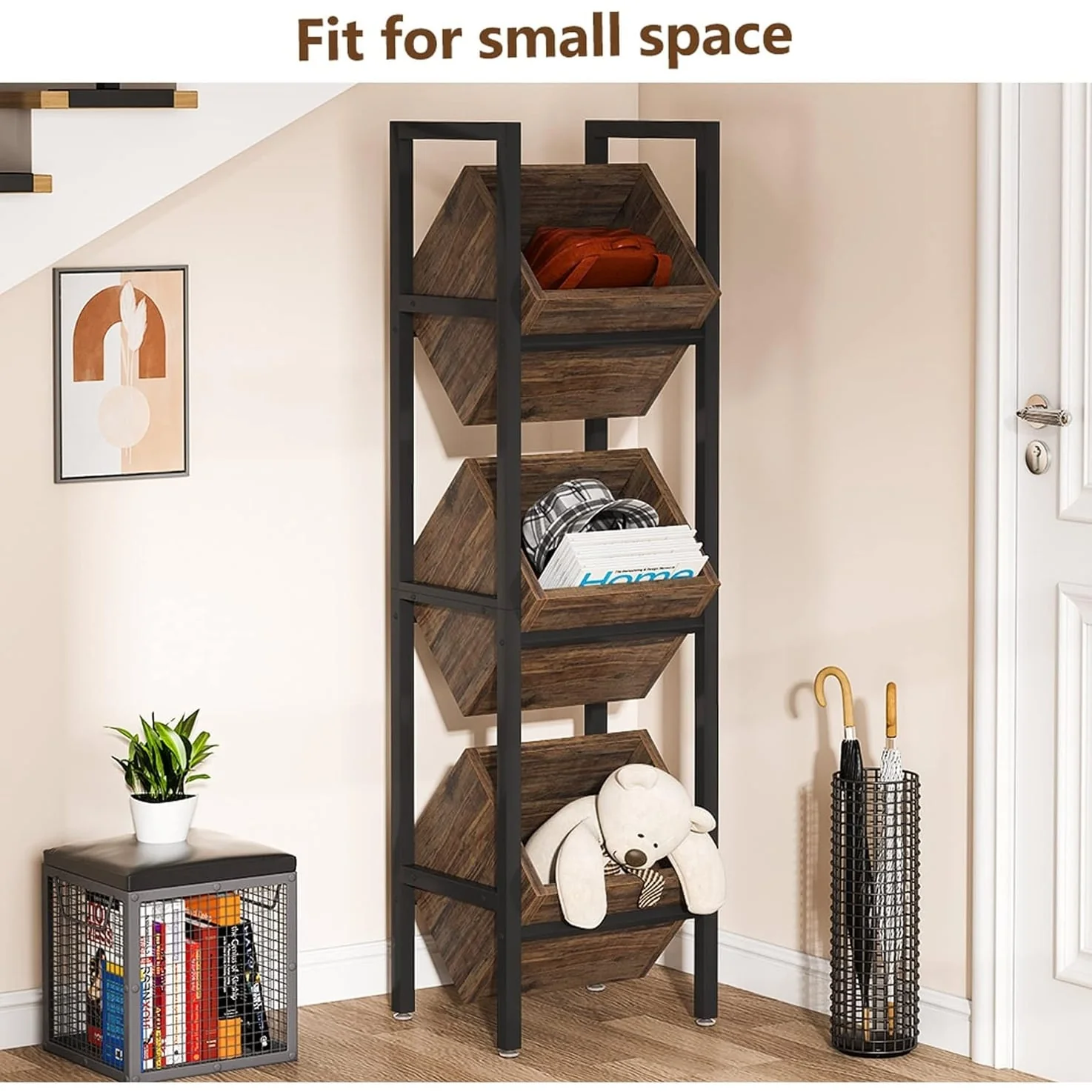3 Tier Basket Storage Stand for Kitchen Bathroom Living Room