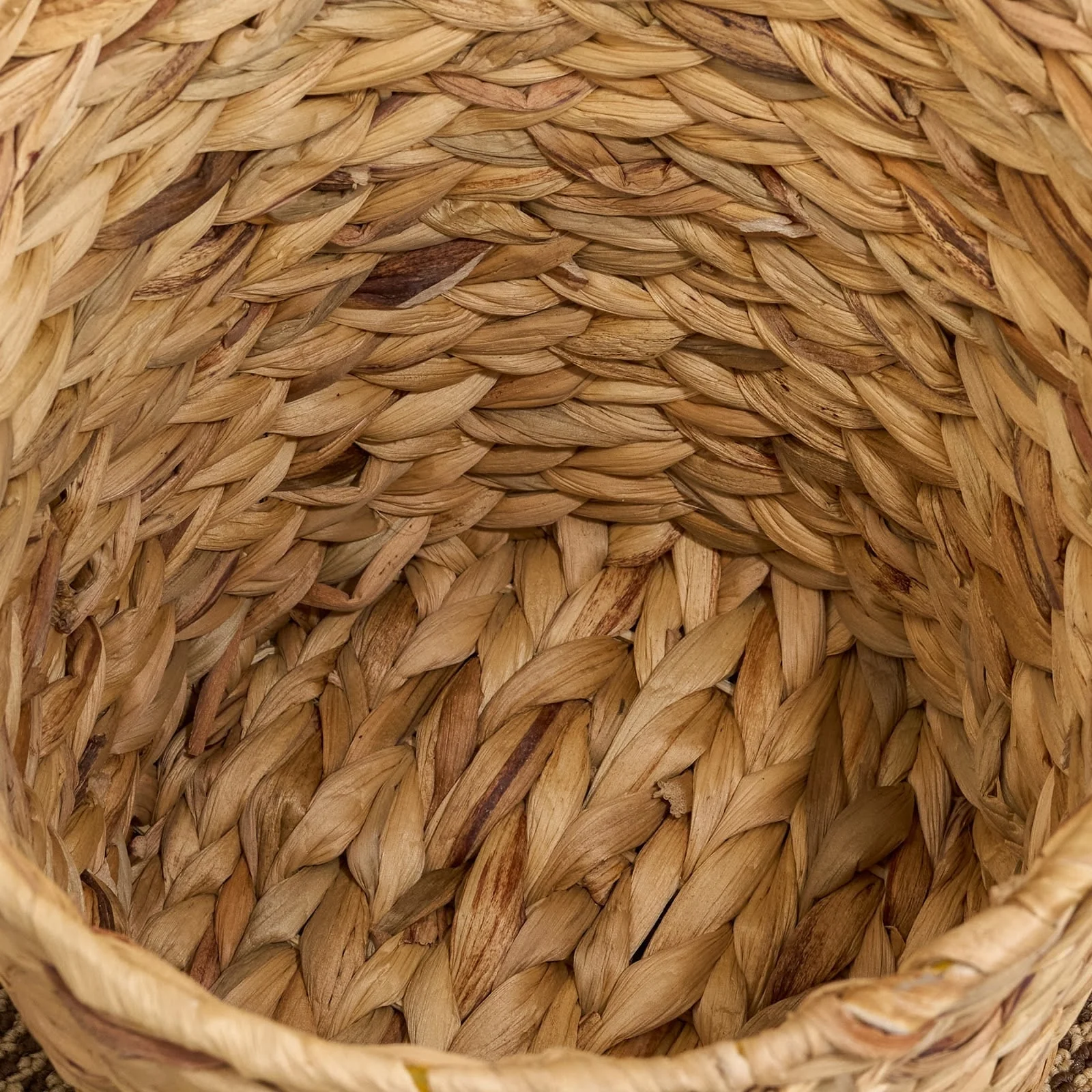 Maria Water Hyacinth Woven Round Brown Storage Basket